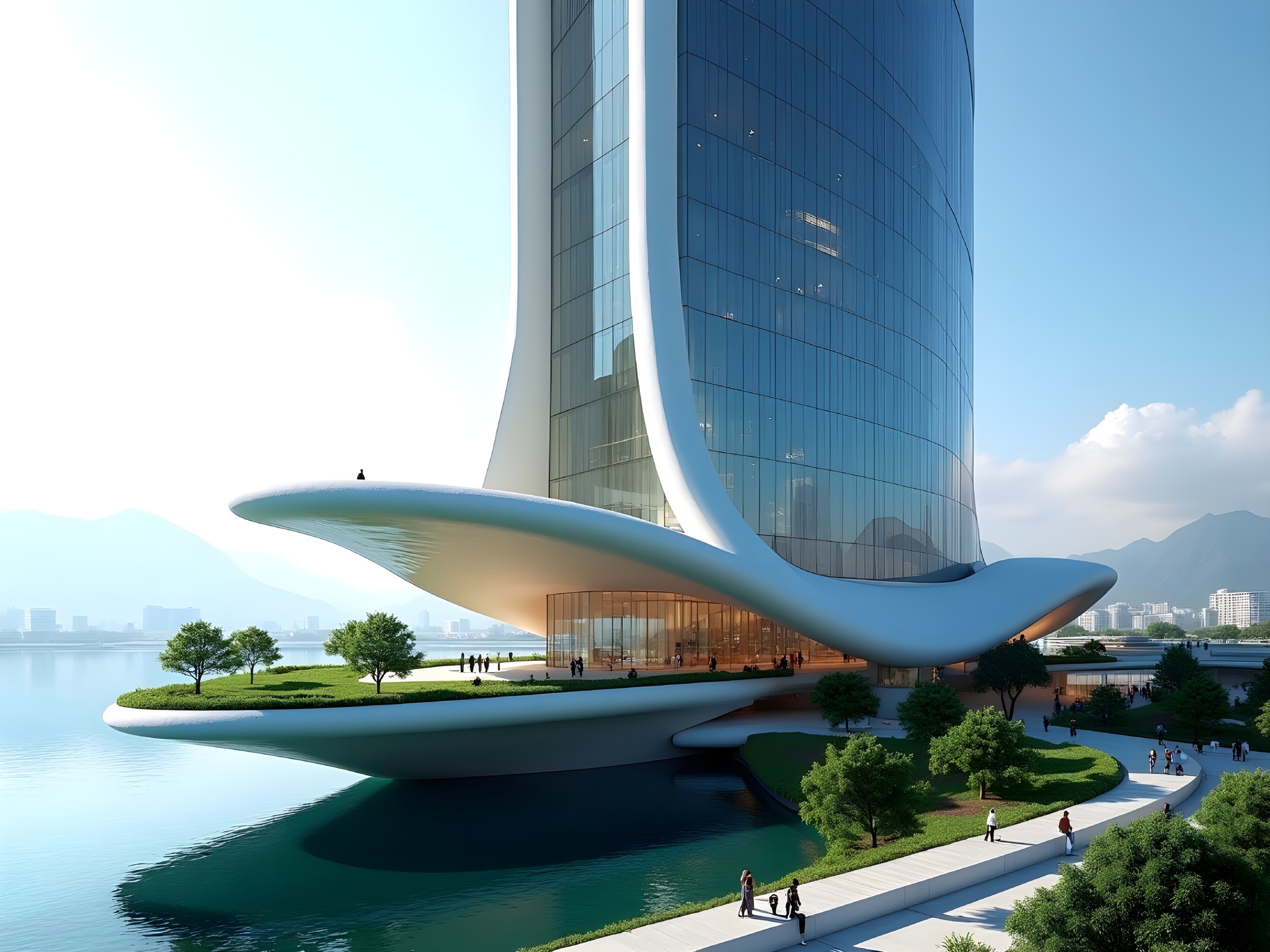 Modern Skyscraper with Curvilinear Glass Design