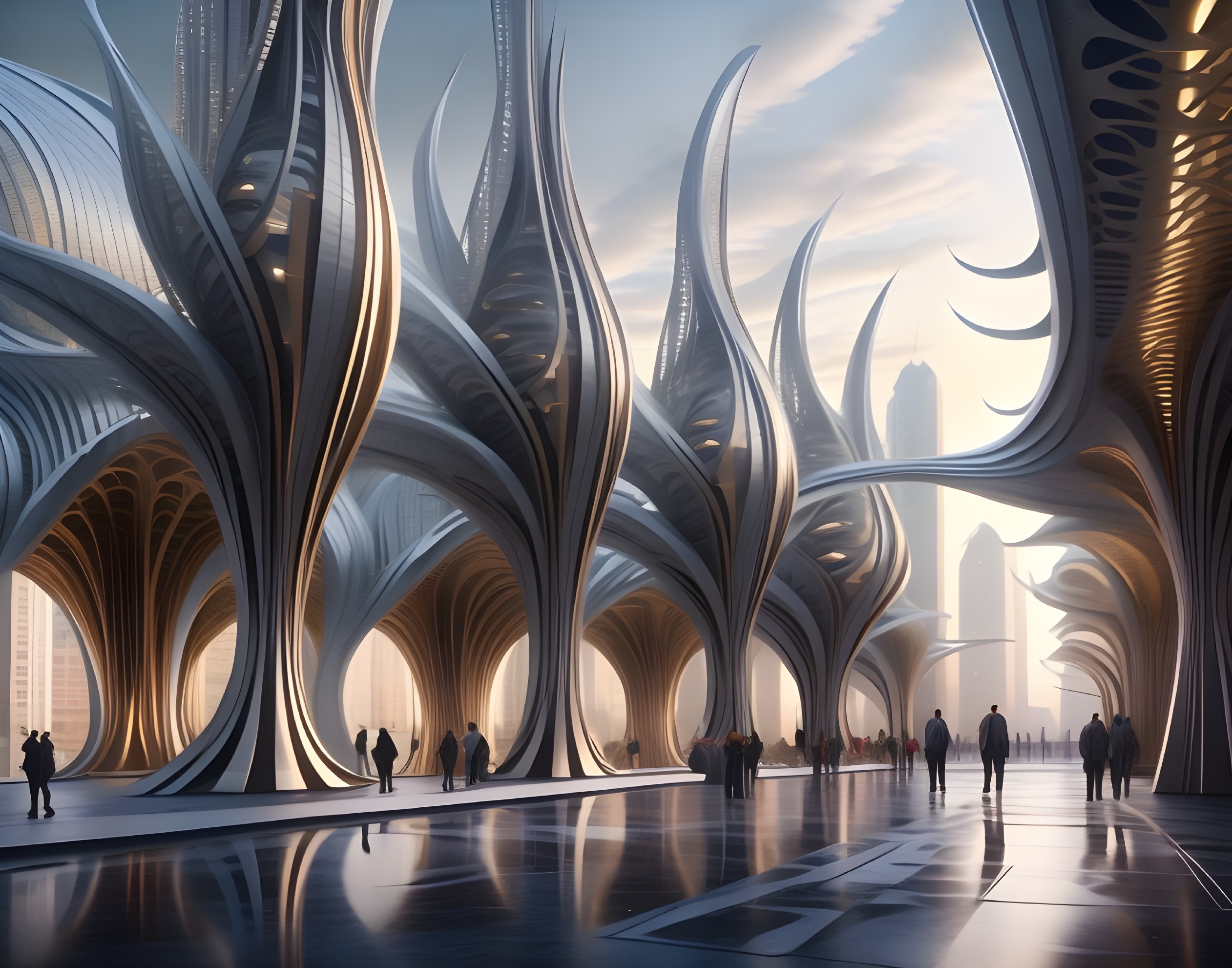 Futuristic Urban Environment with Organic Architecture