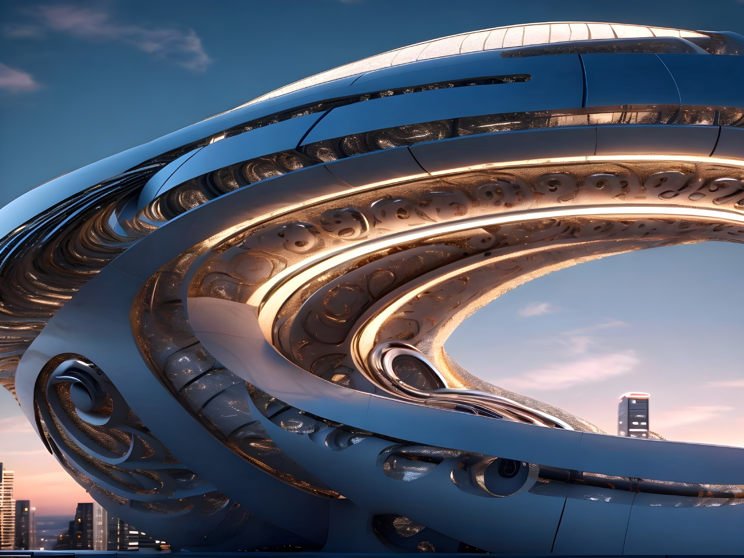 Futuristic Architectural Structure with Fluid Design