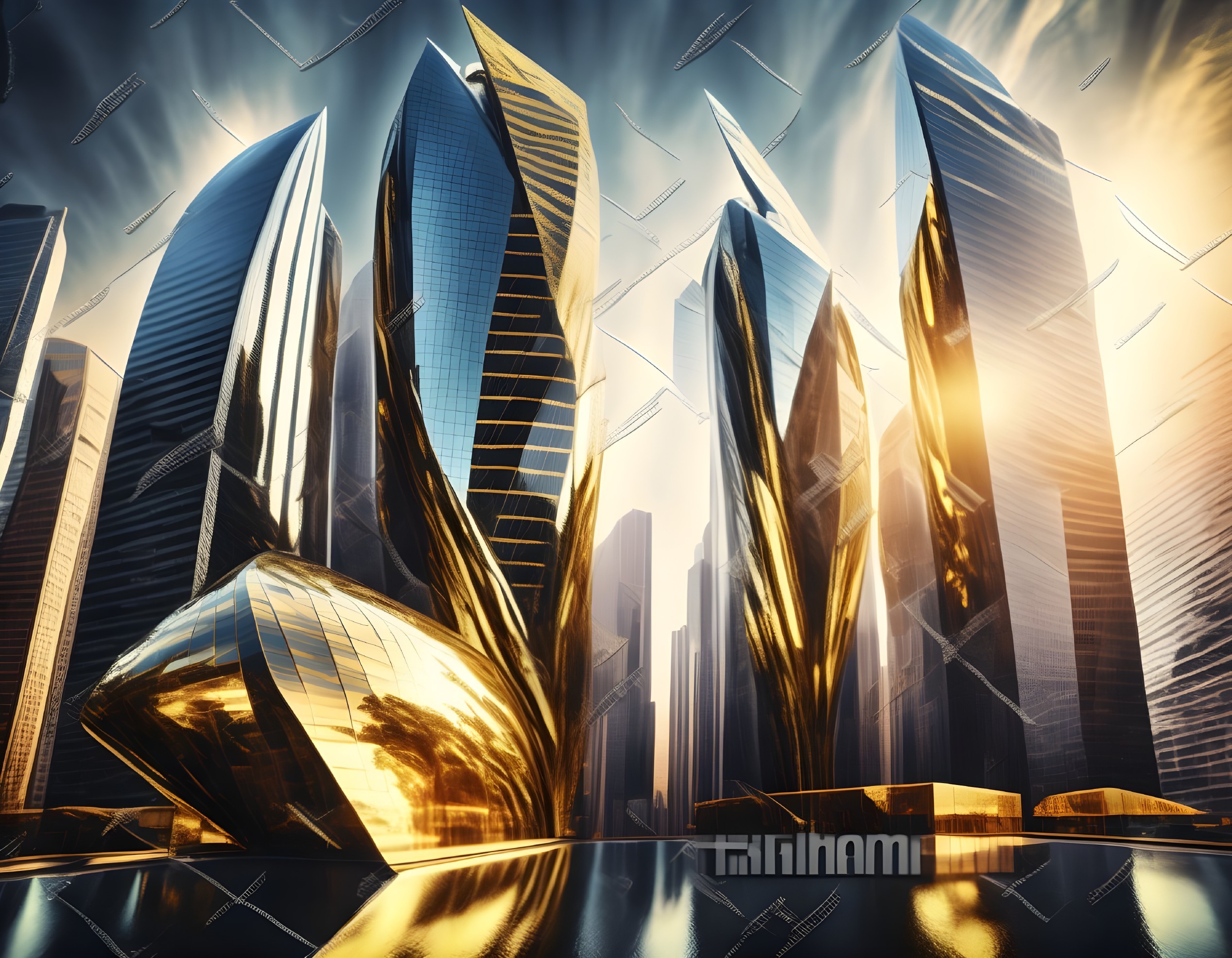 Futuristic cityscape with sleek skyscrapers and designs