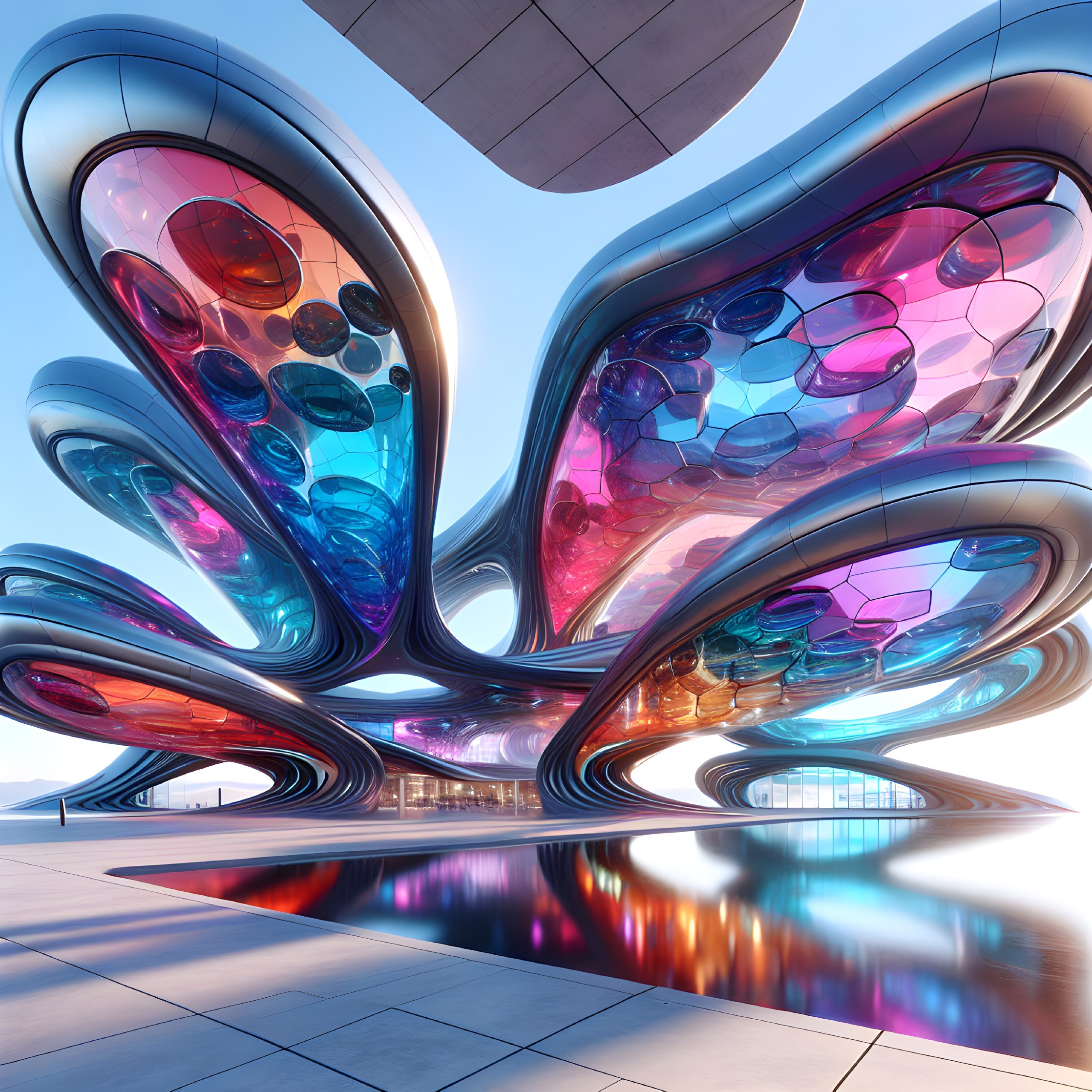 Futuristic Architectural Structure with Organic Shapes