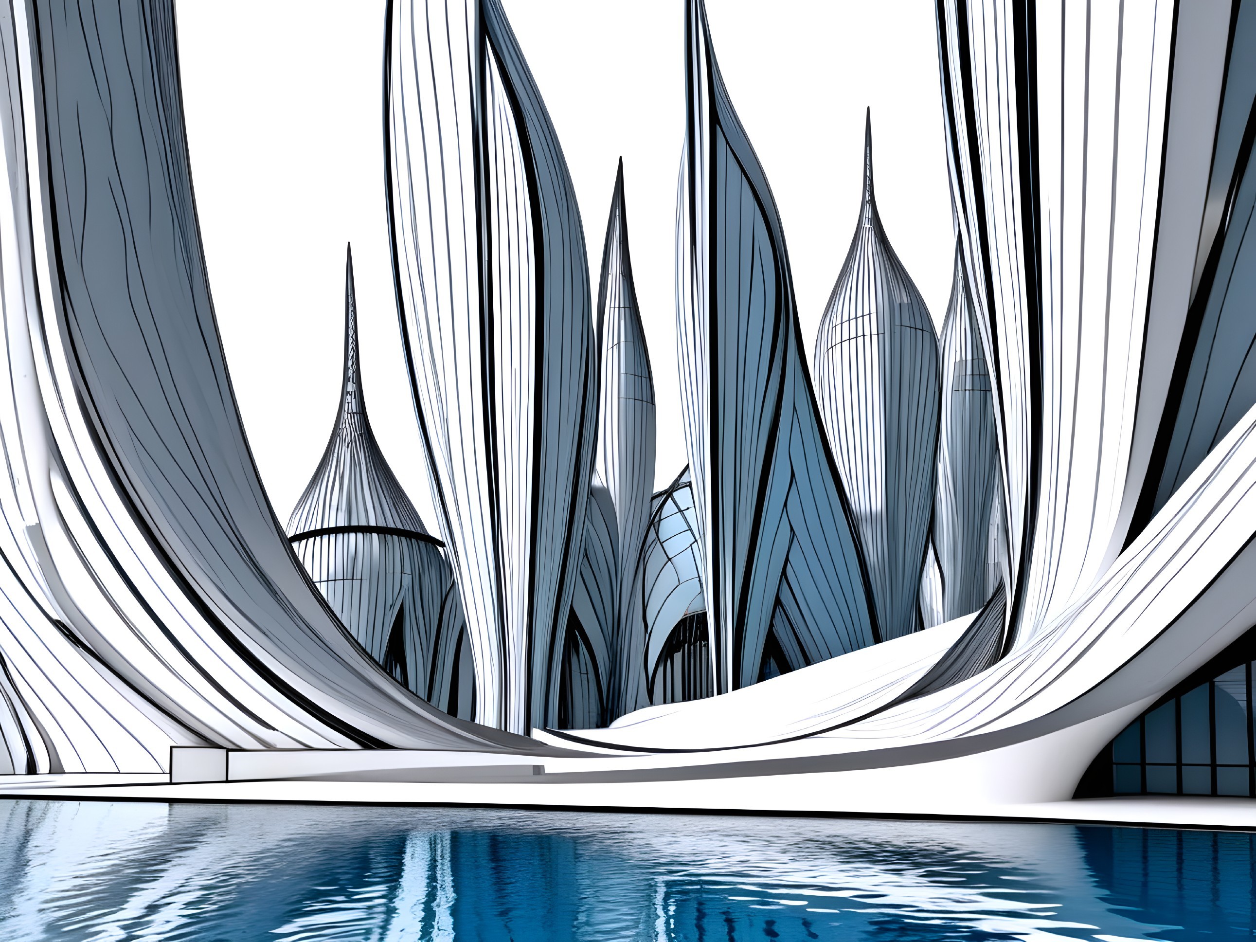 Futuristic Architectural Landscape with Organic Structures
