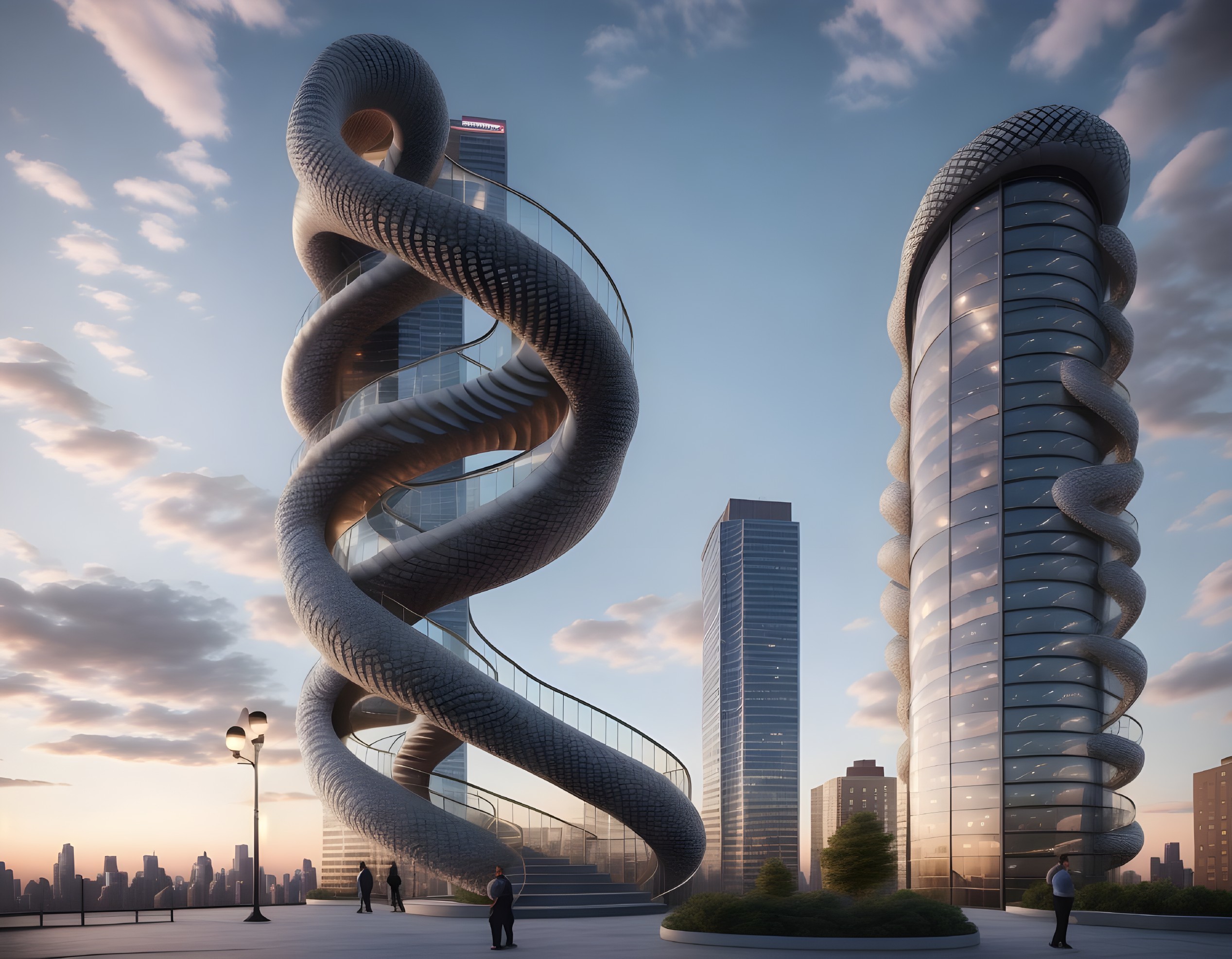 Urban Landscape with Modern Skyscrapers at Twilight