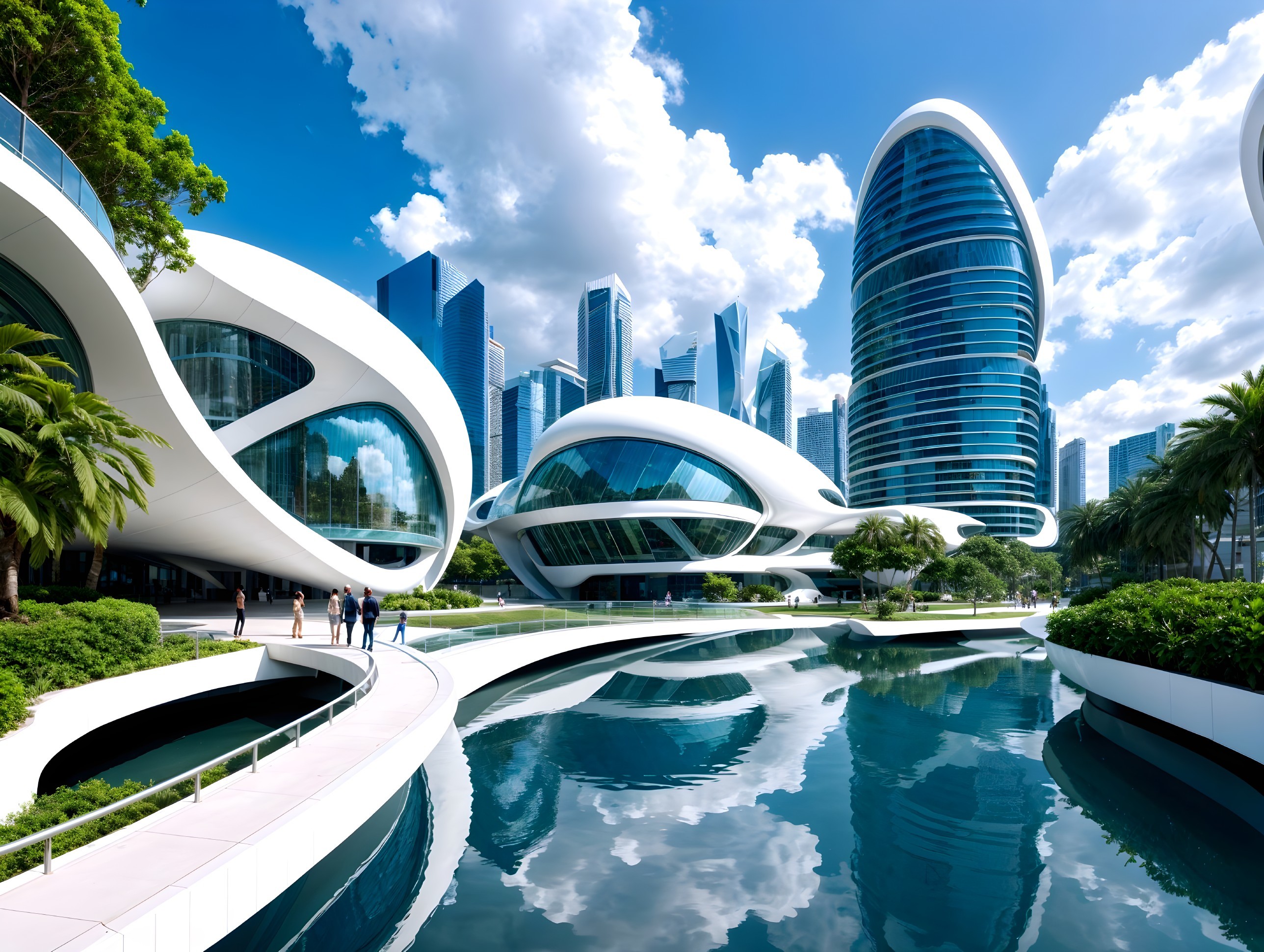 Futuristic Urban Landscape with Modern Architecture