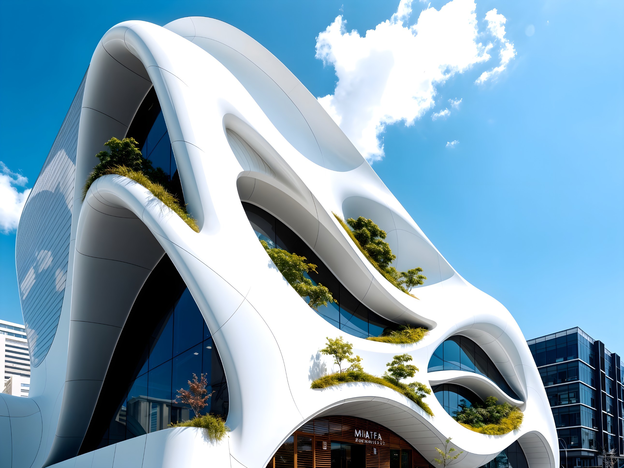 Modern Architectural Design with Organic Features