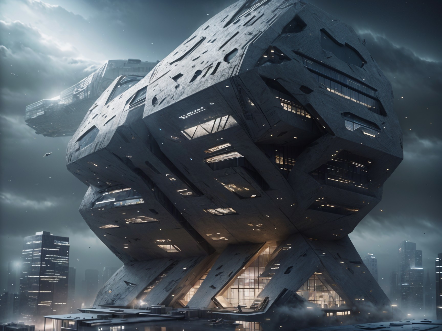 Futuristic Abstract Building with Angular Design