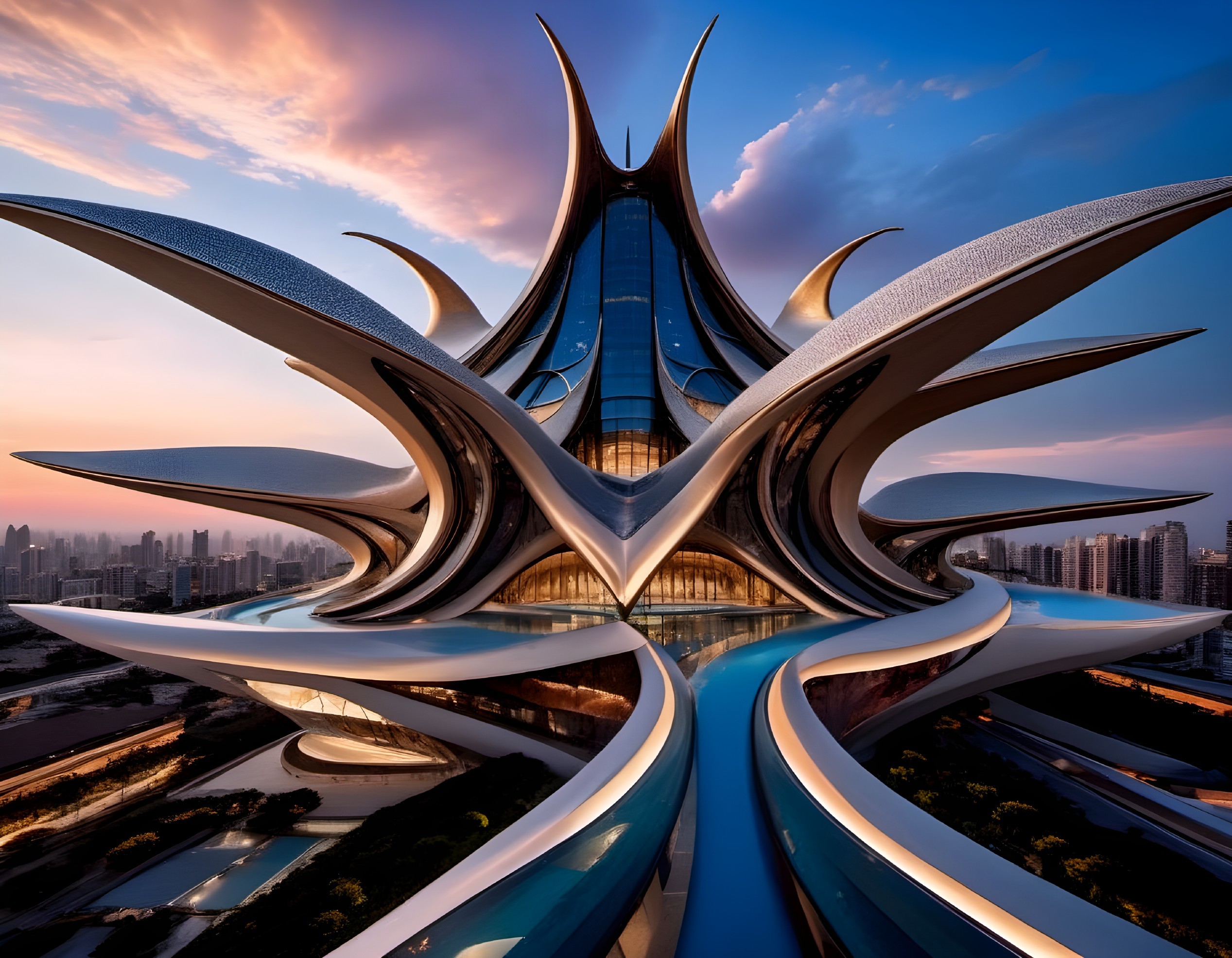 Futuristic Architectural Marvel with Organic Forms