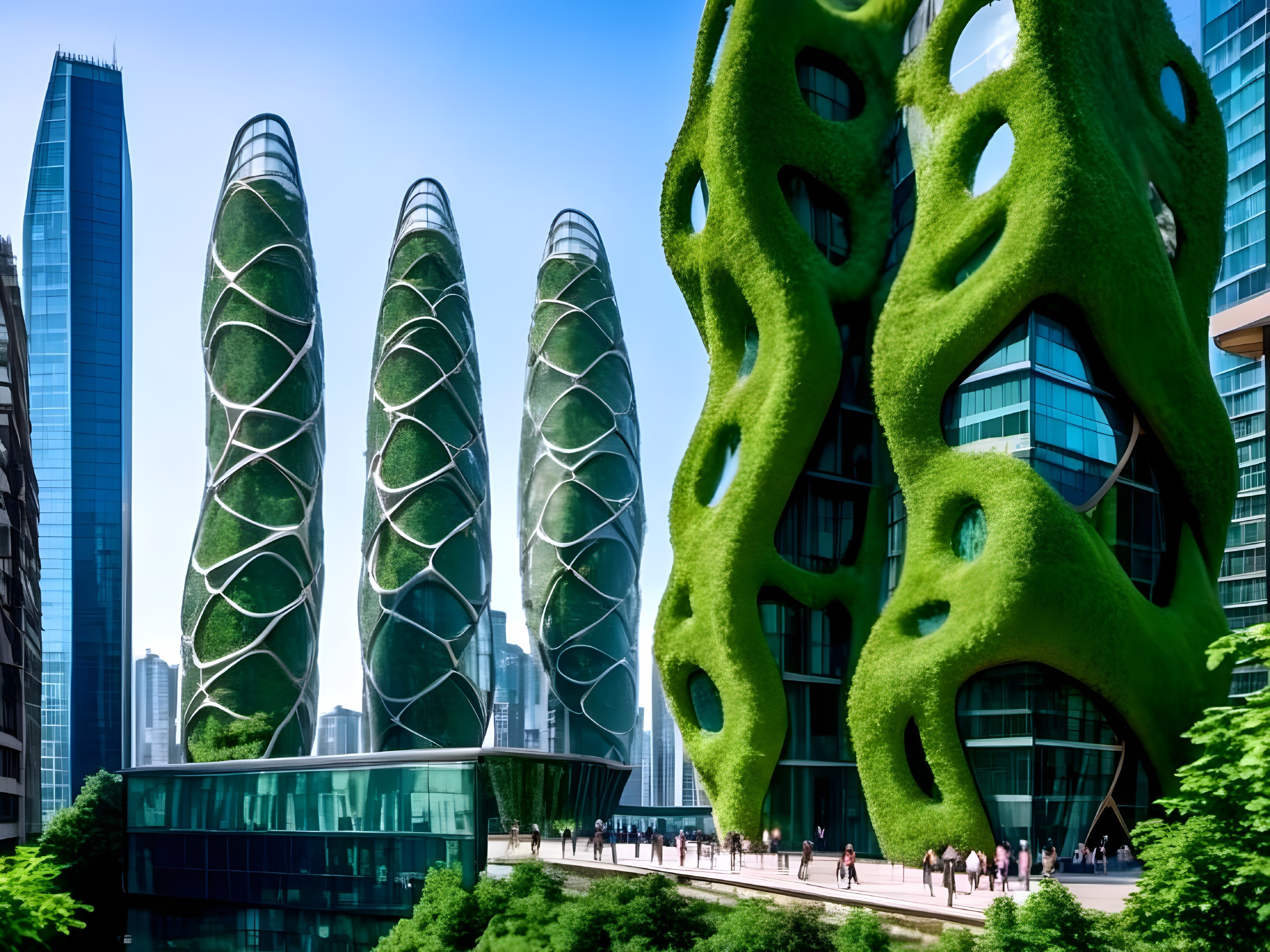 Futuristic Urban Landscape with Green Architecture