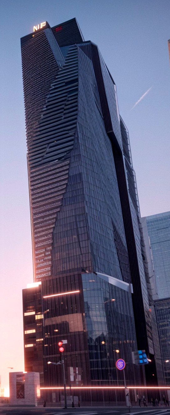 Modern Skyscraper with Unique Angular Glass Design