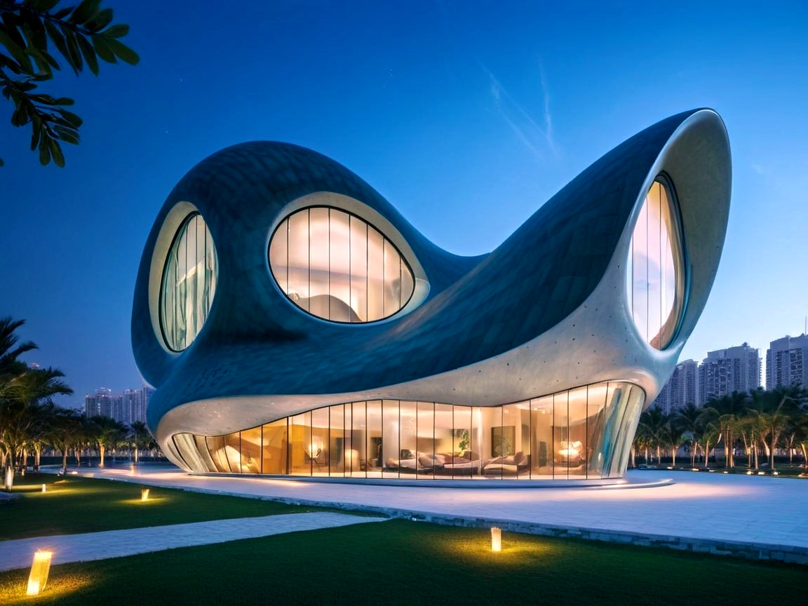 Modern Building with Organic Sculptural Design