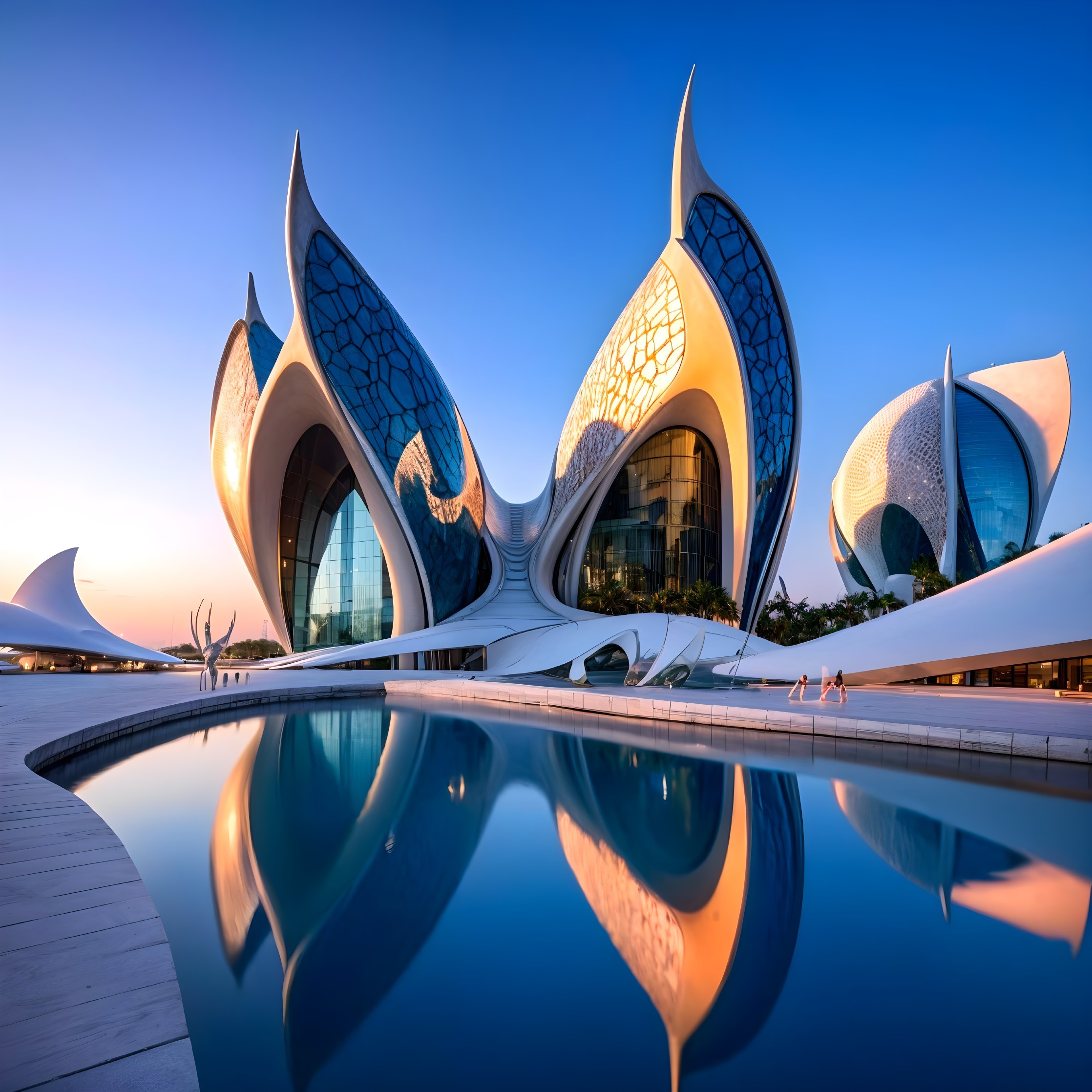 Architectural Structure with Organic Flower-Like Design