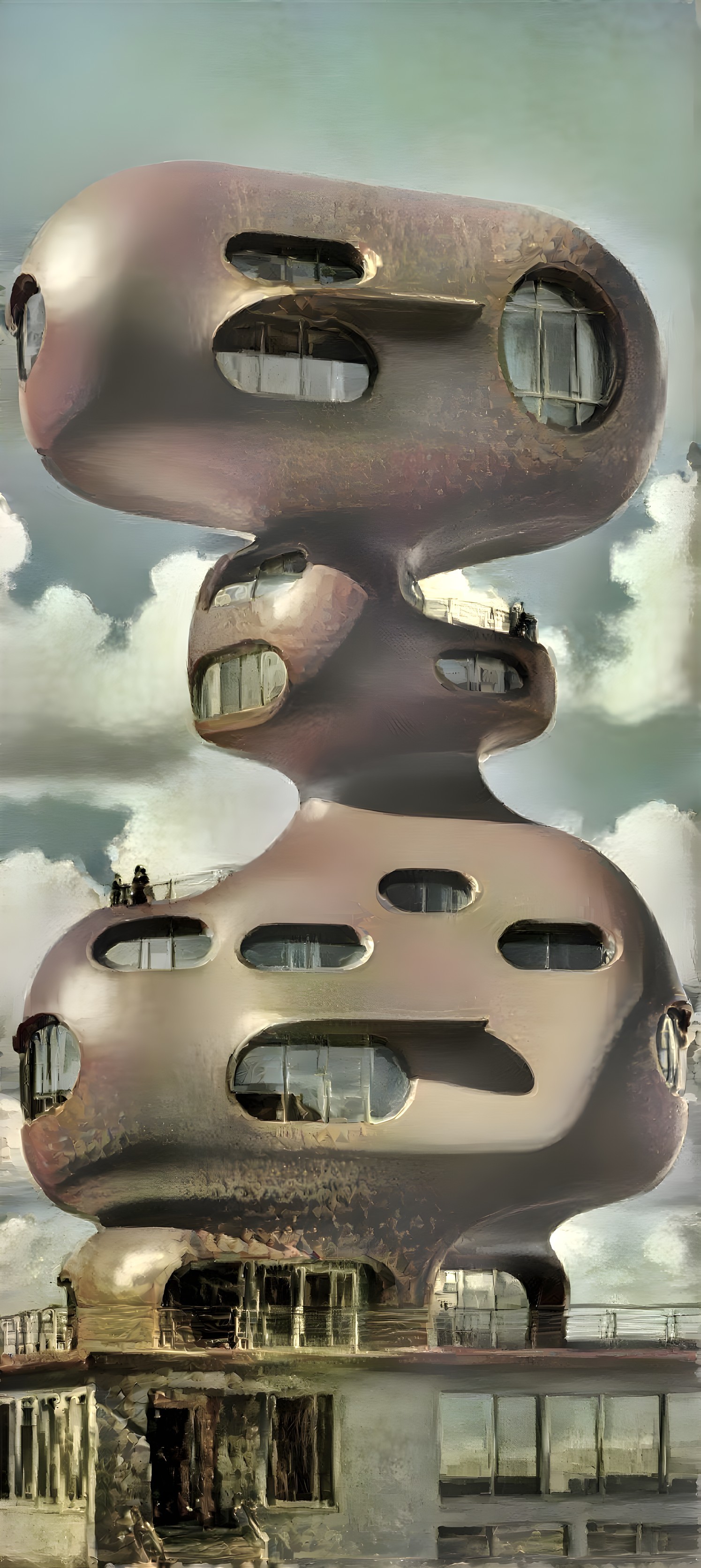 Futuristic Sculptural Building with Organic Shapes