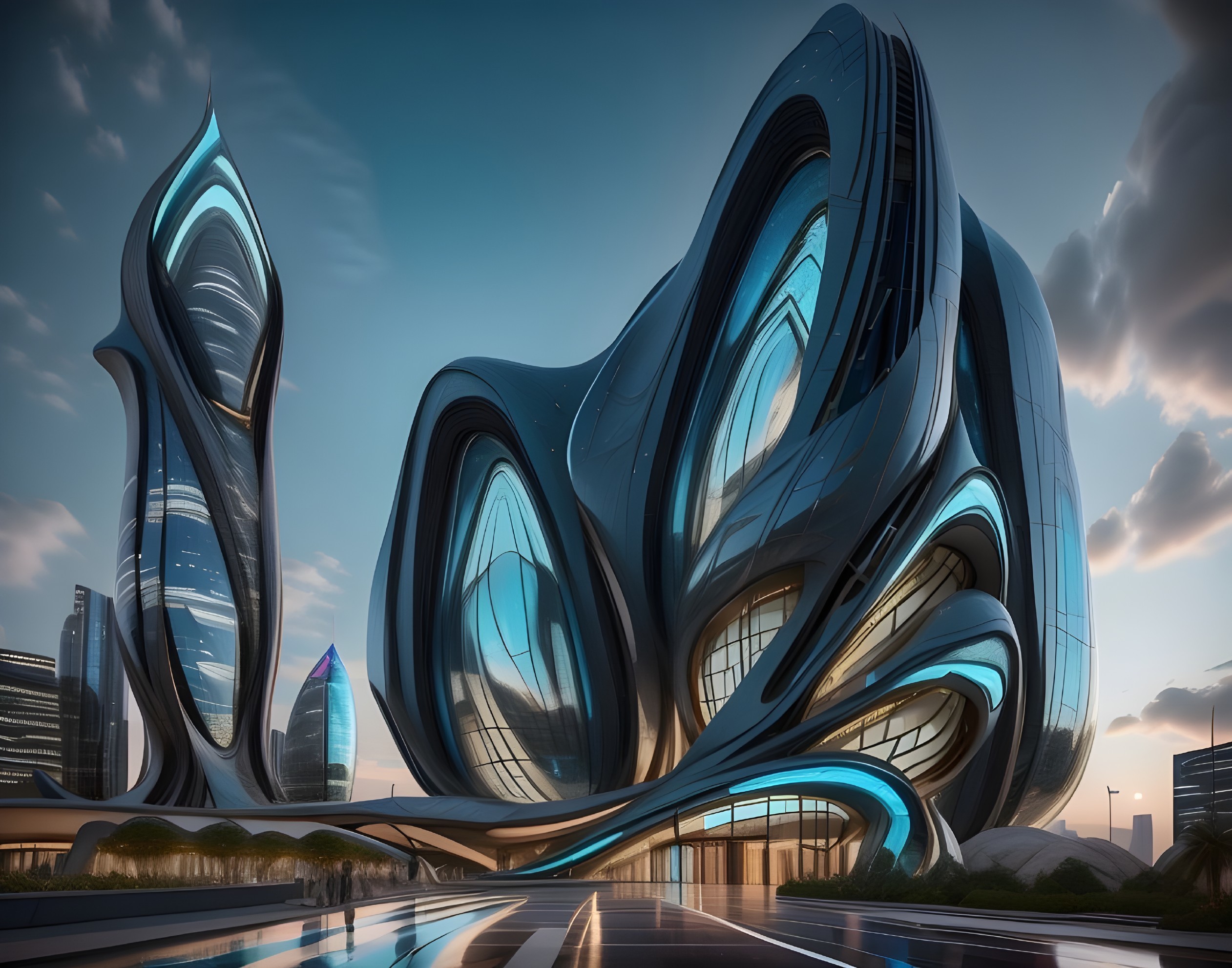 Futuristic Architectural Design with Organic Forms