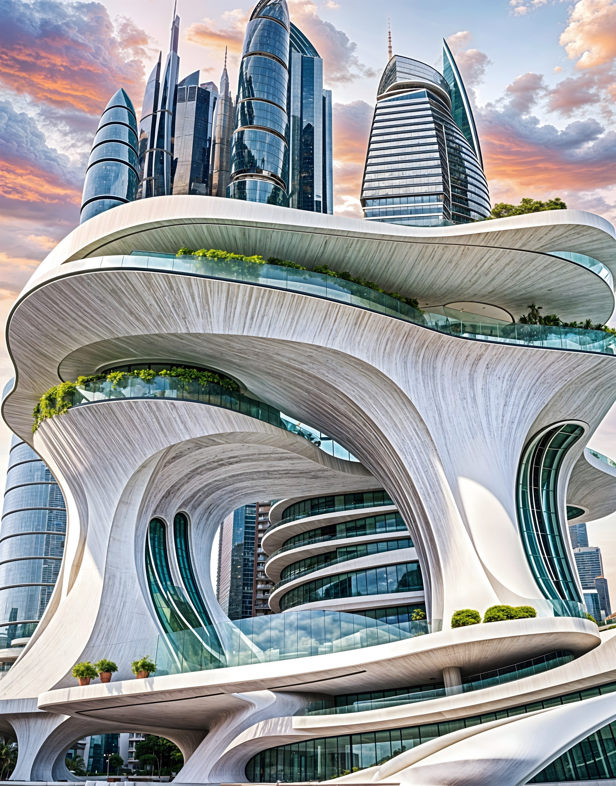 Futuristic Architectural Structure with Organic Shapes