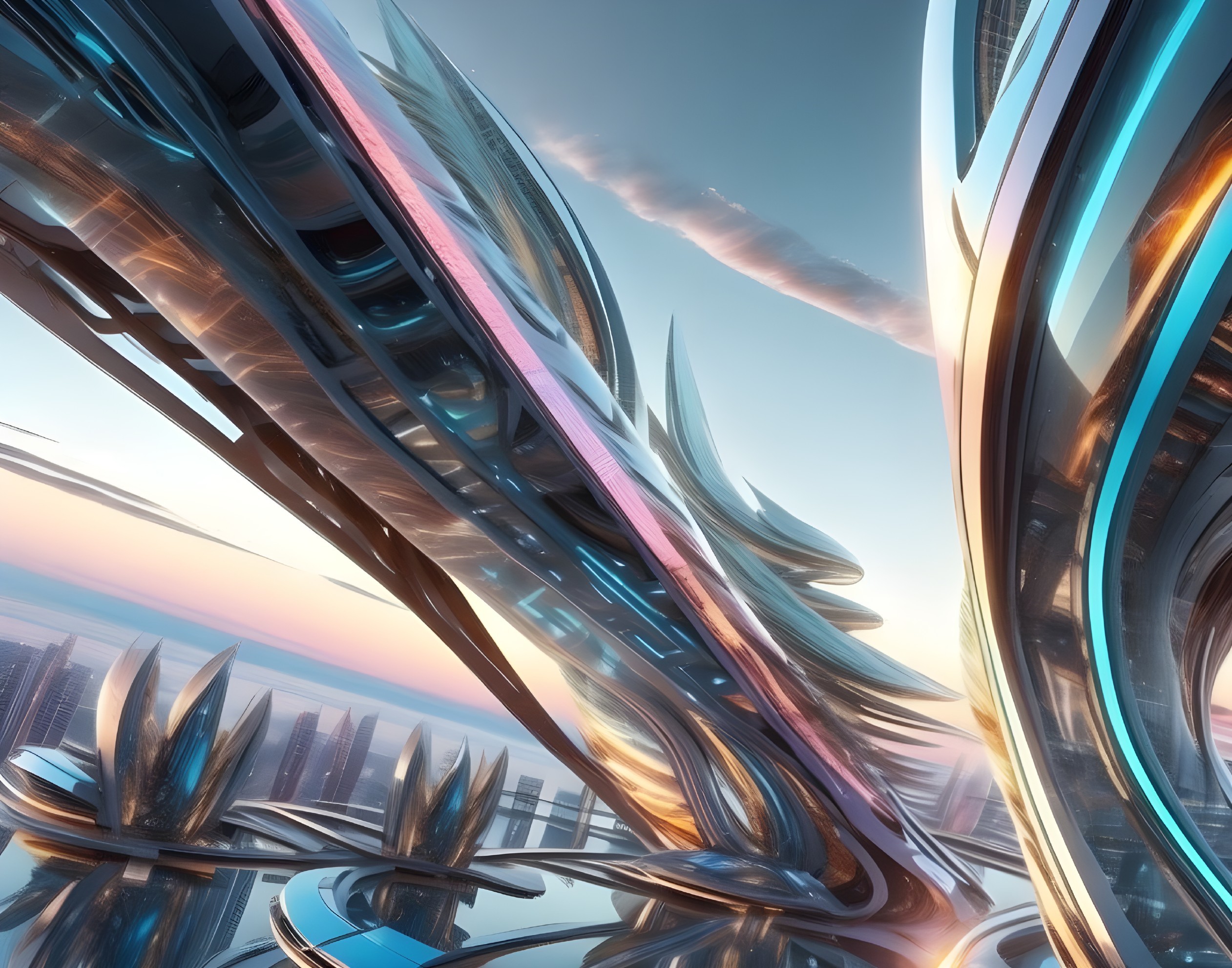 Futuristic Architectural Design with Curves and Colors