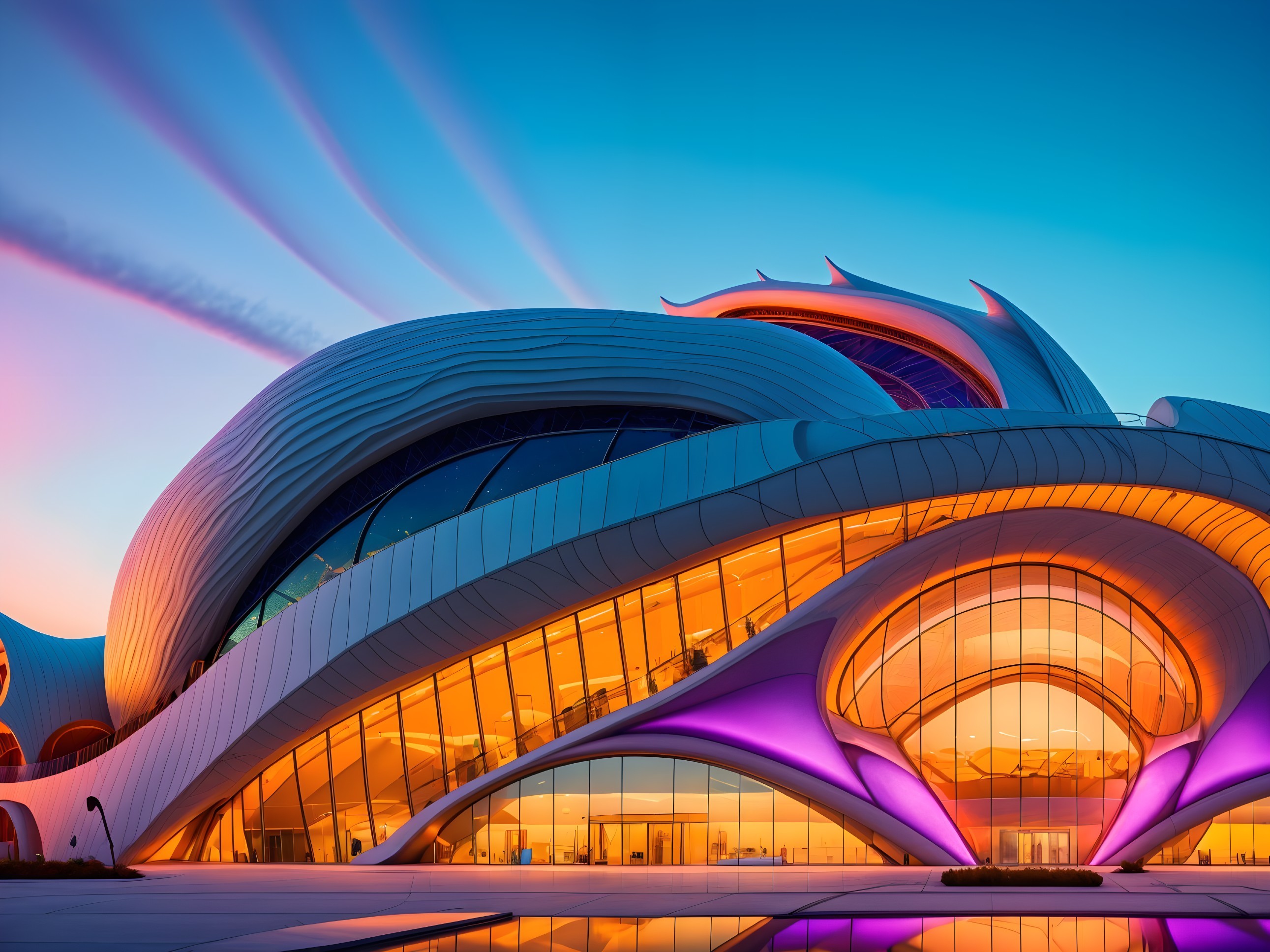 Futuristic Architectural Marvel with Vibrant Colors