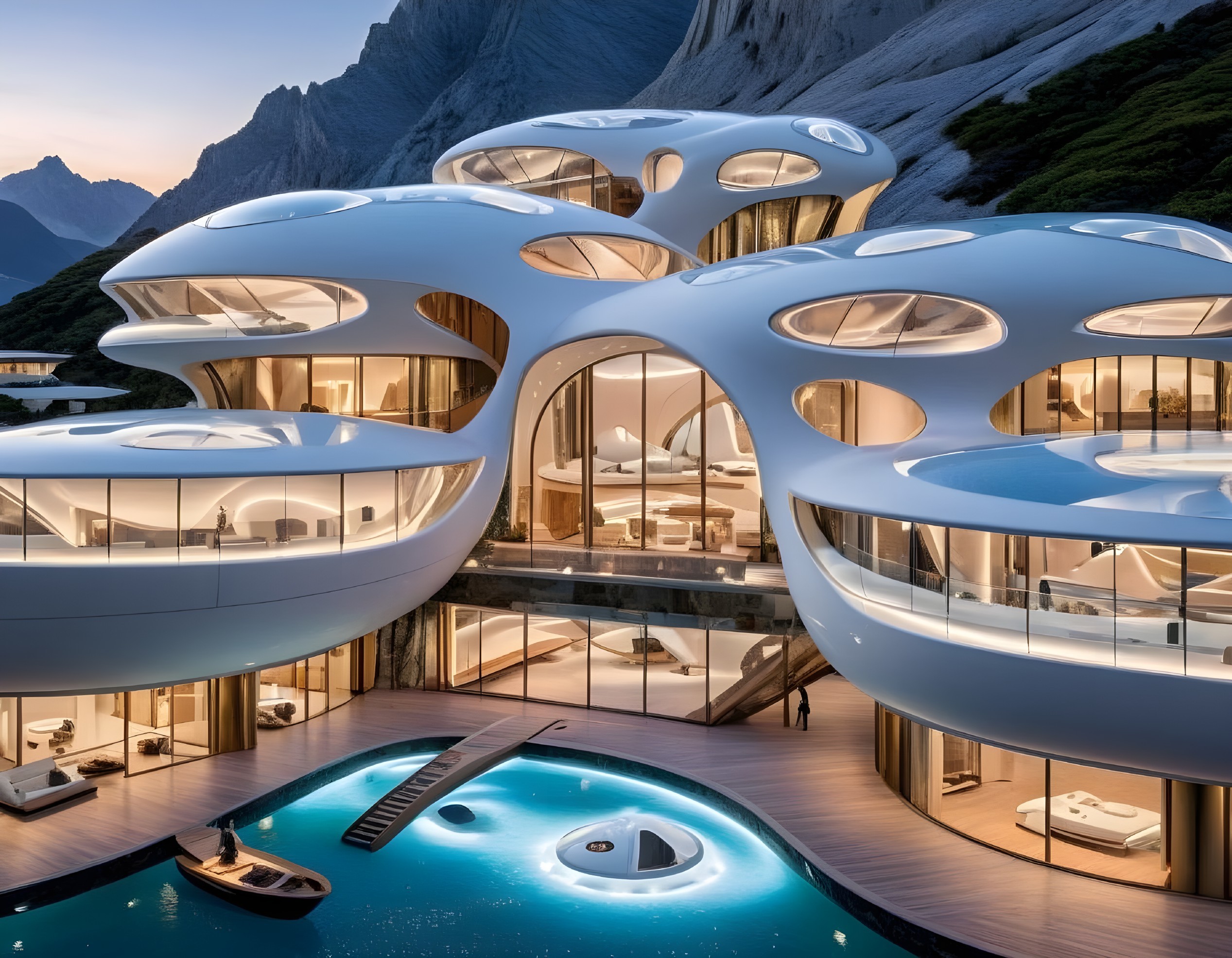 Futuristic Mansion with Infinity Pool and Mountain Views