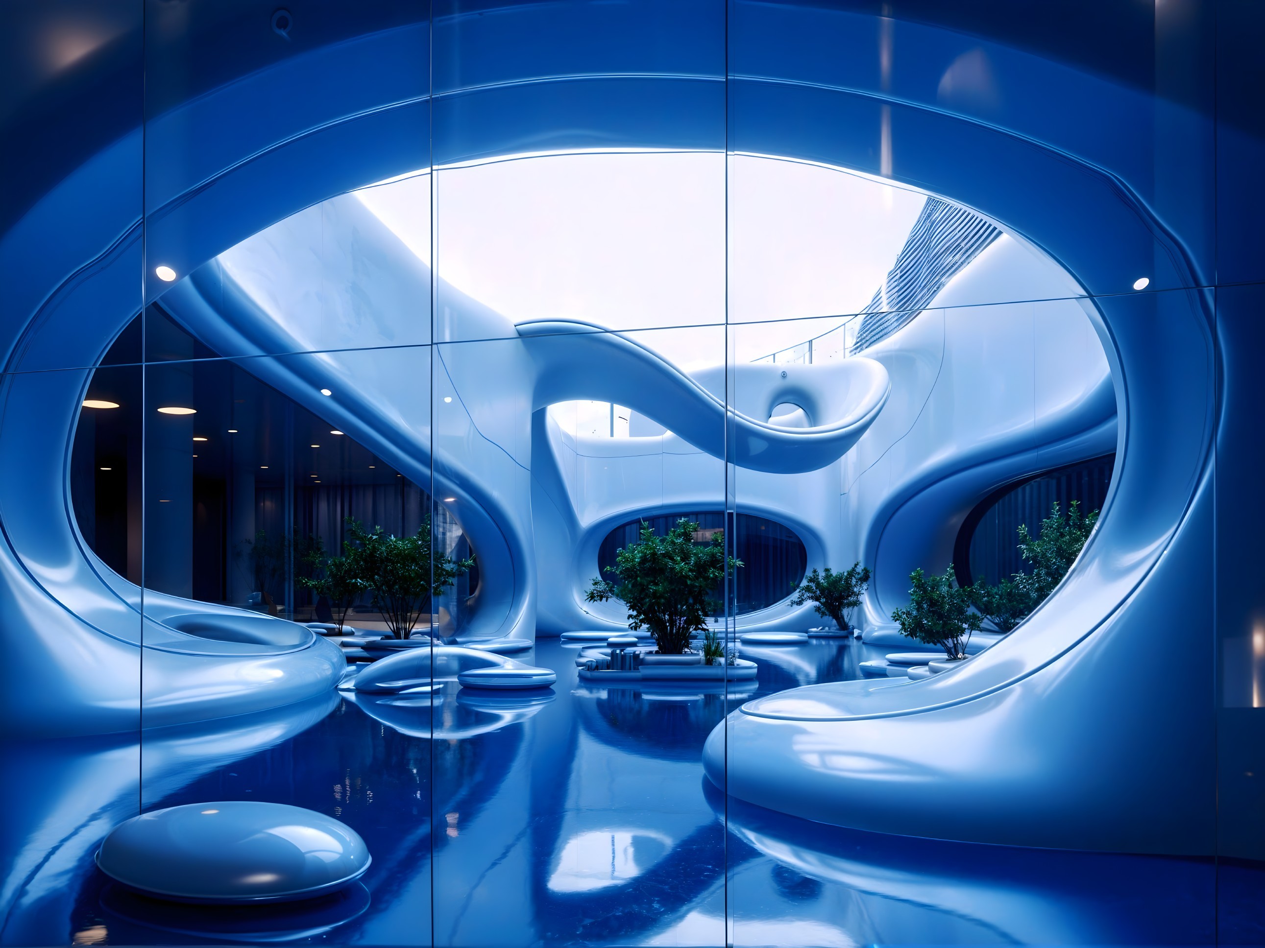 Futuristic Architectural Space with Organic Forms