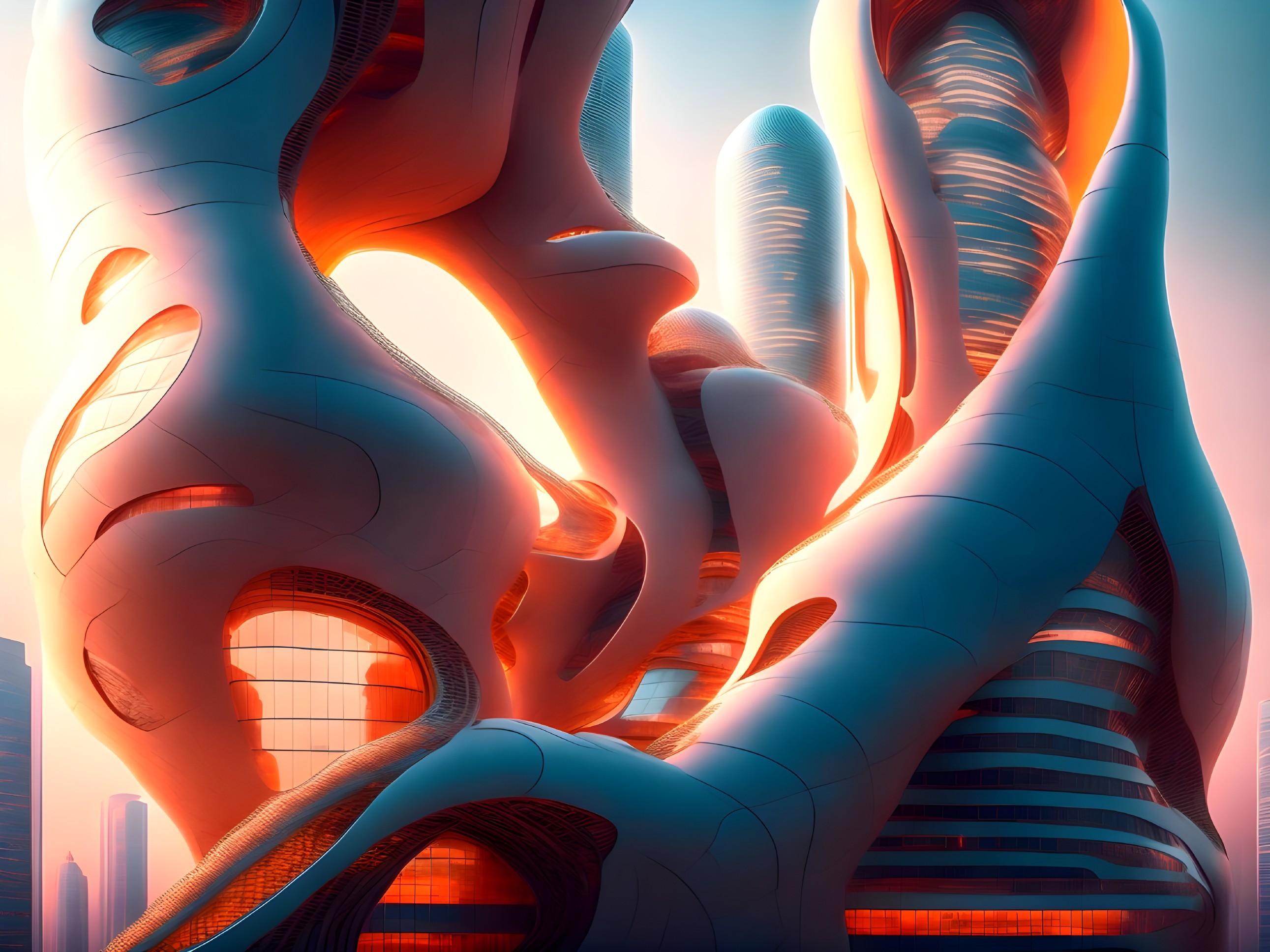 Futuristic Architectural Structure with Organic Curves