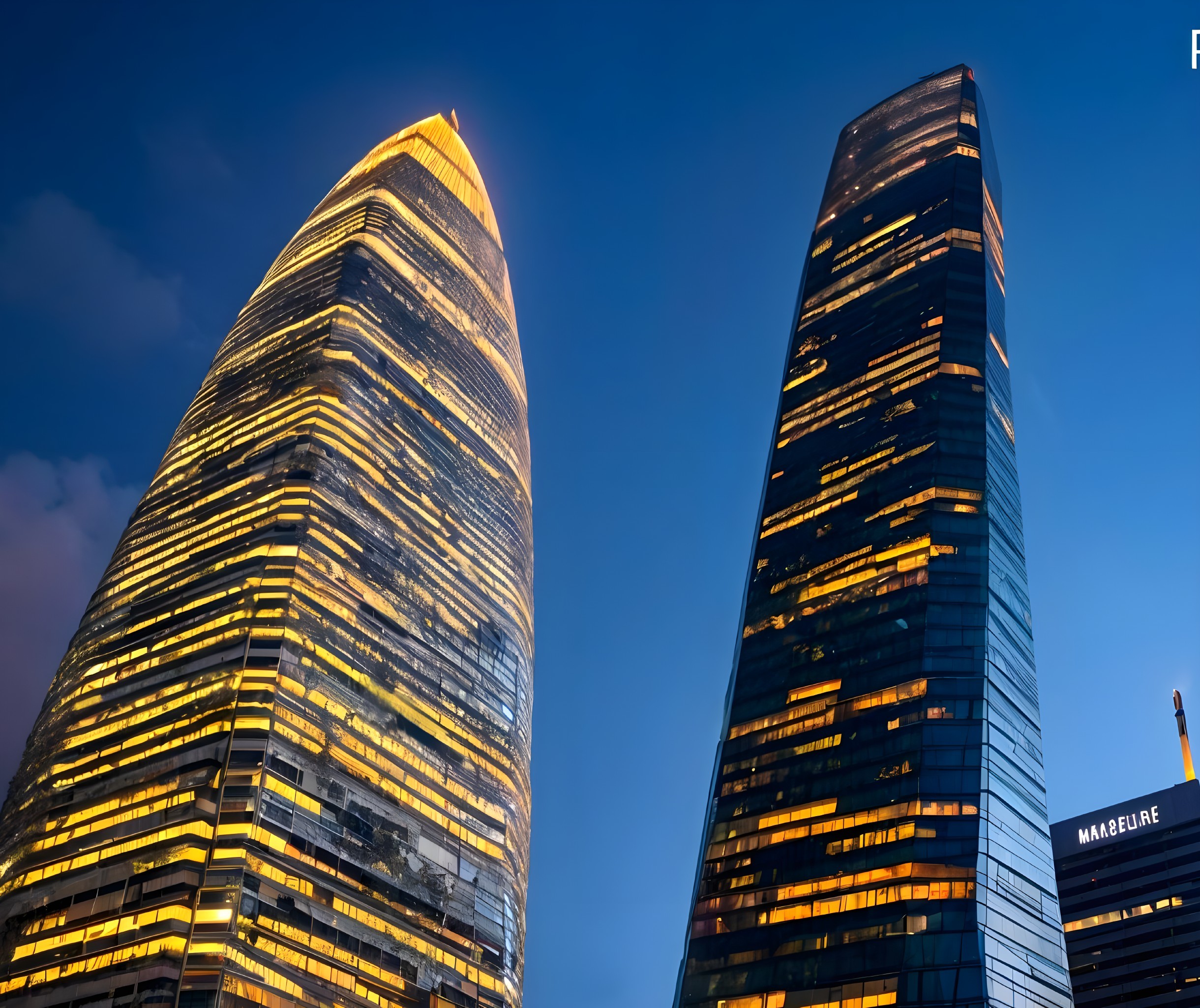 Modern Skyscrapers at Dusk with Architectural Contrast