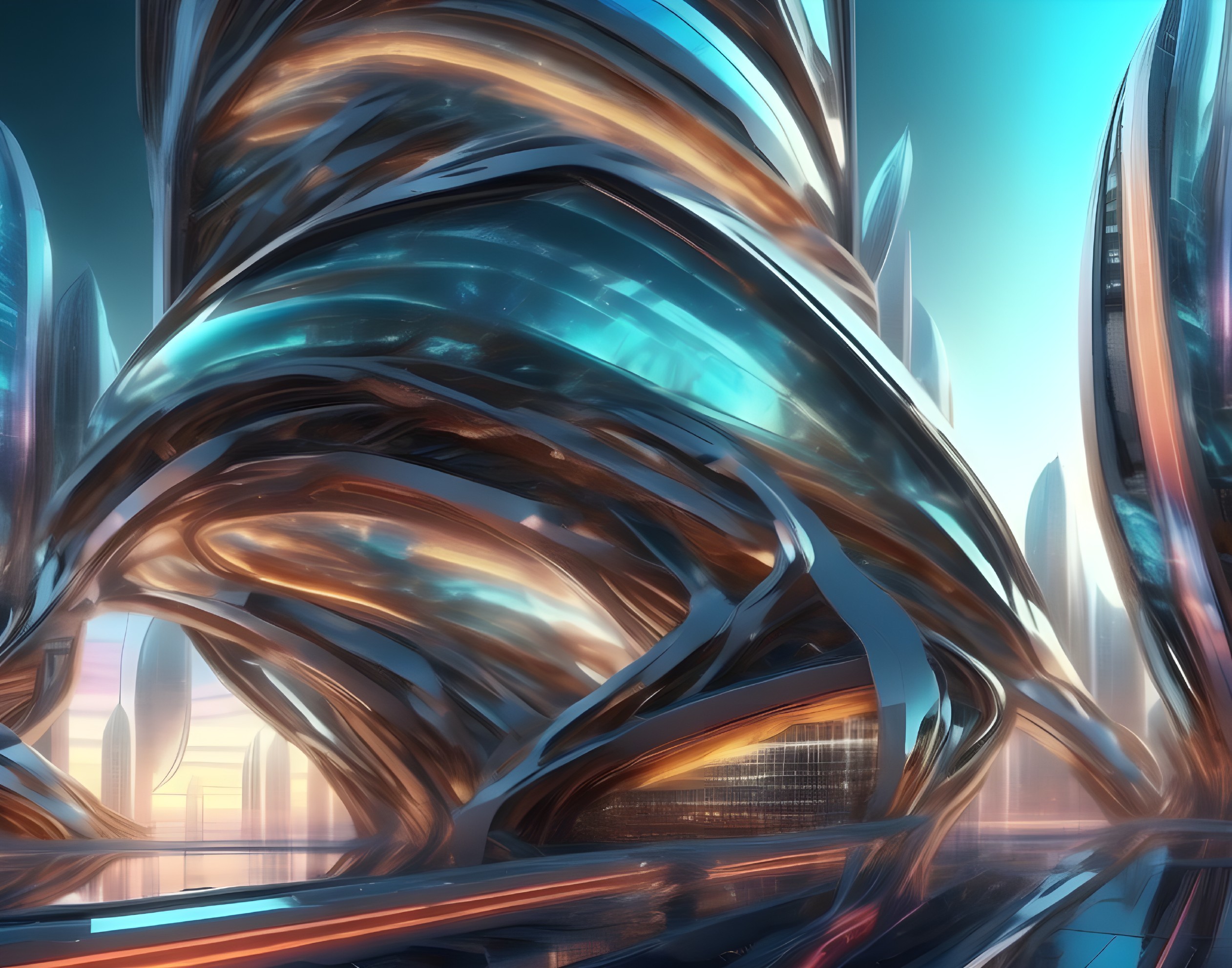 Futuristic architectural structure with organic shapes