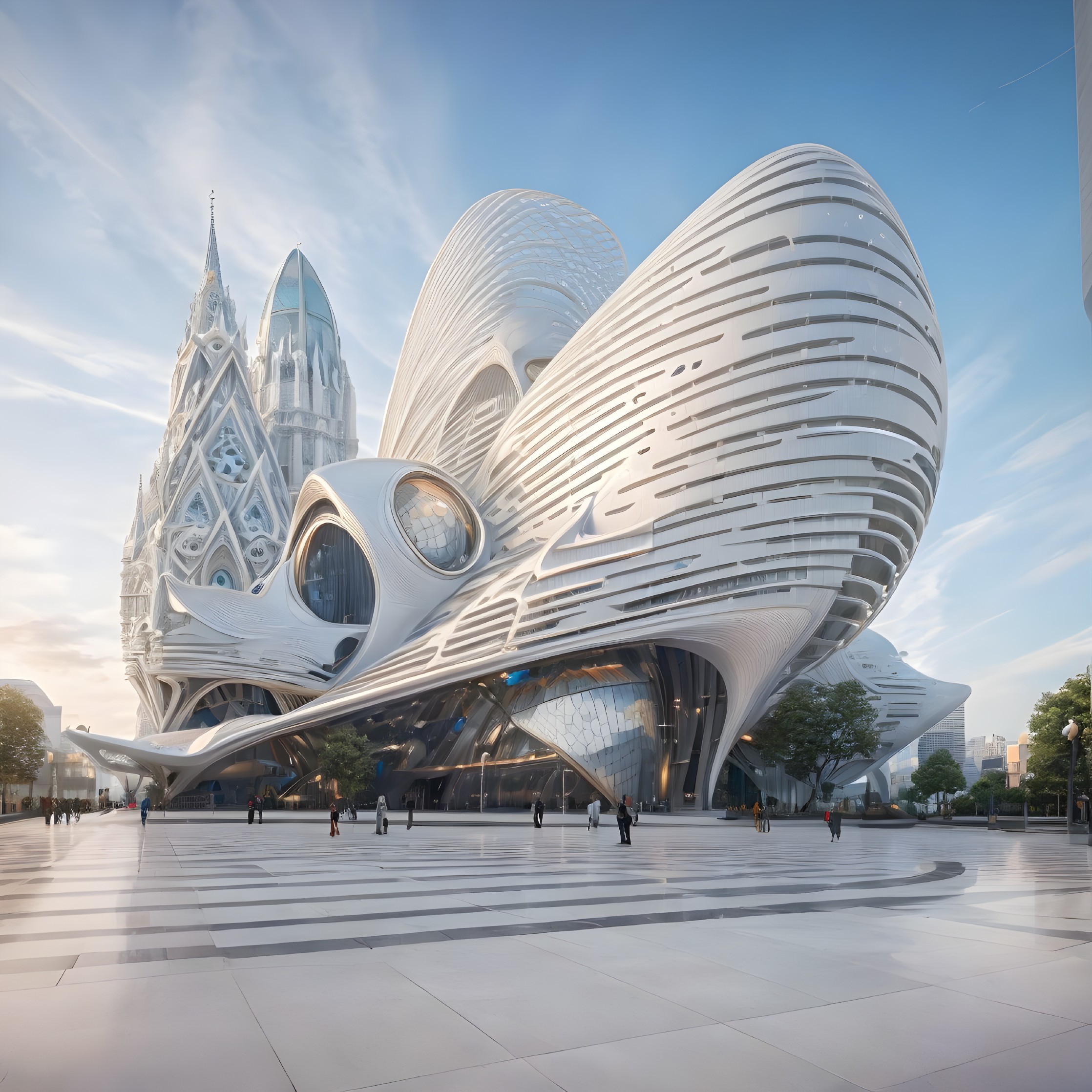 Ultra-modern architectural structure with organic shapes