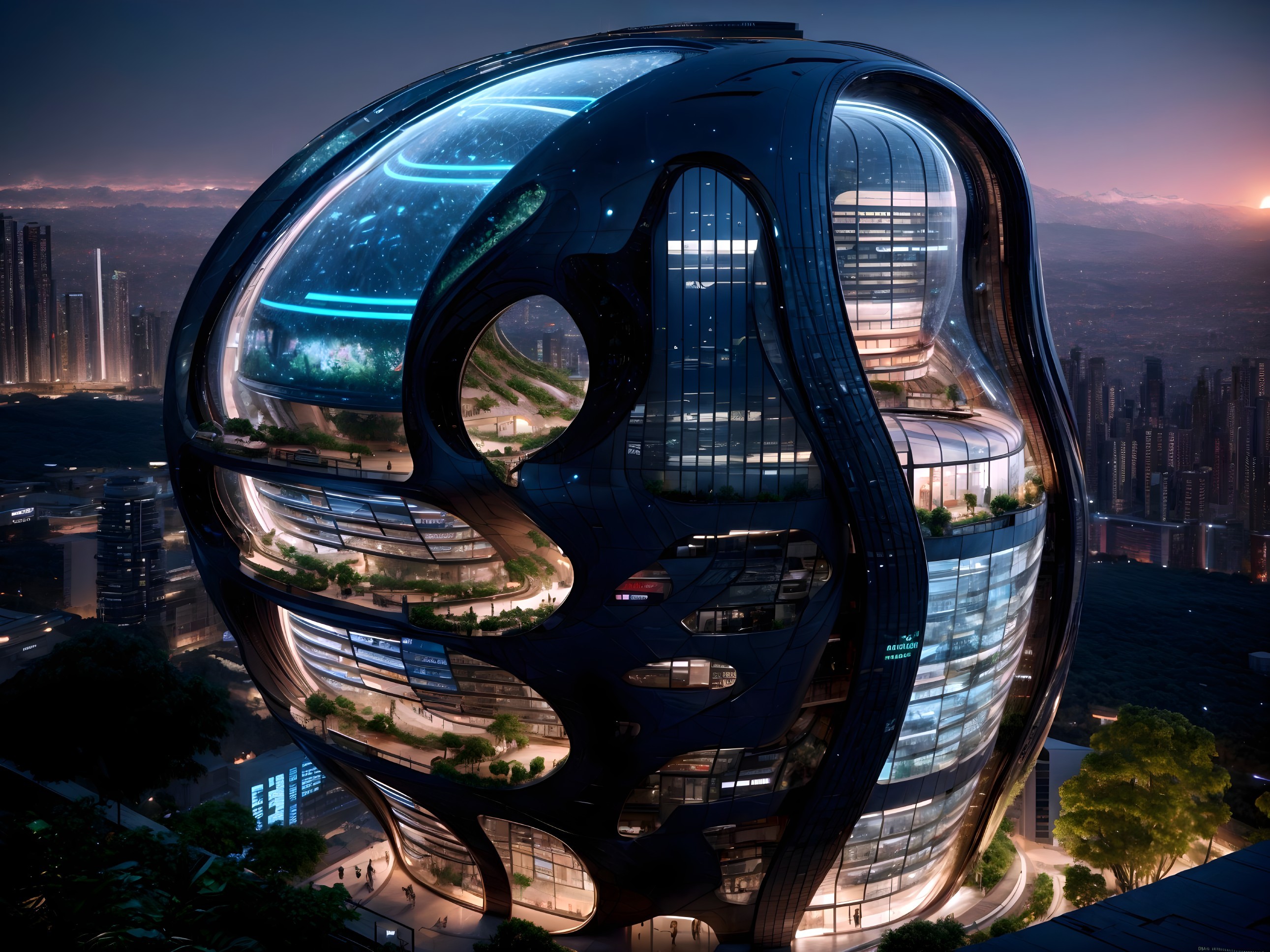 Futuristic Architectural Design with Organic Shapes