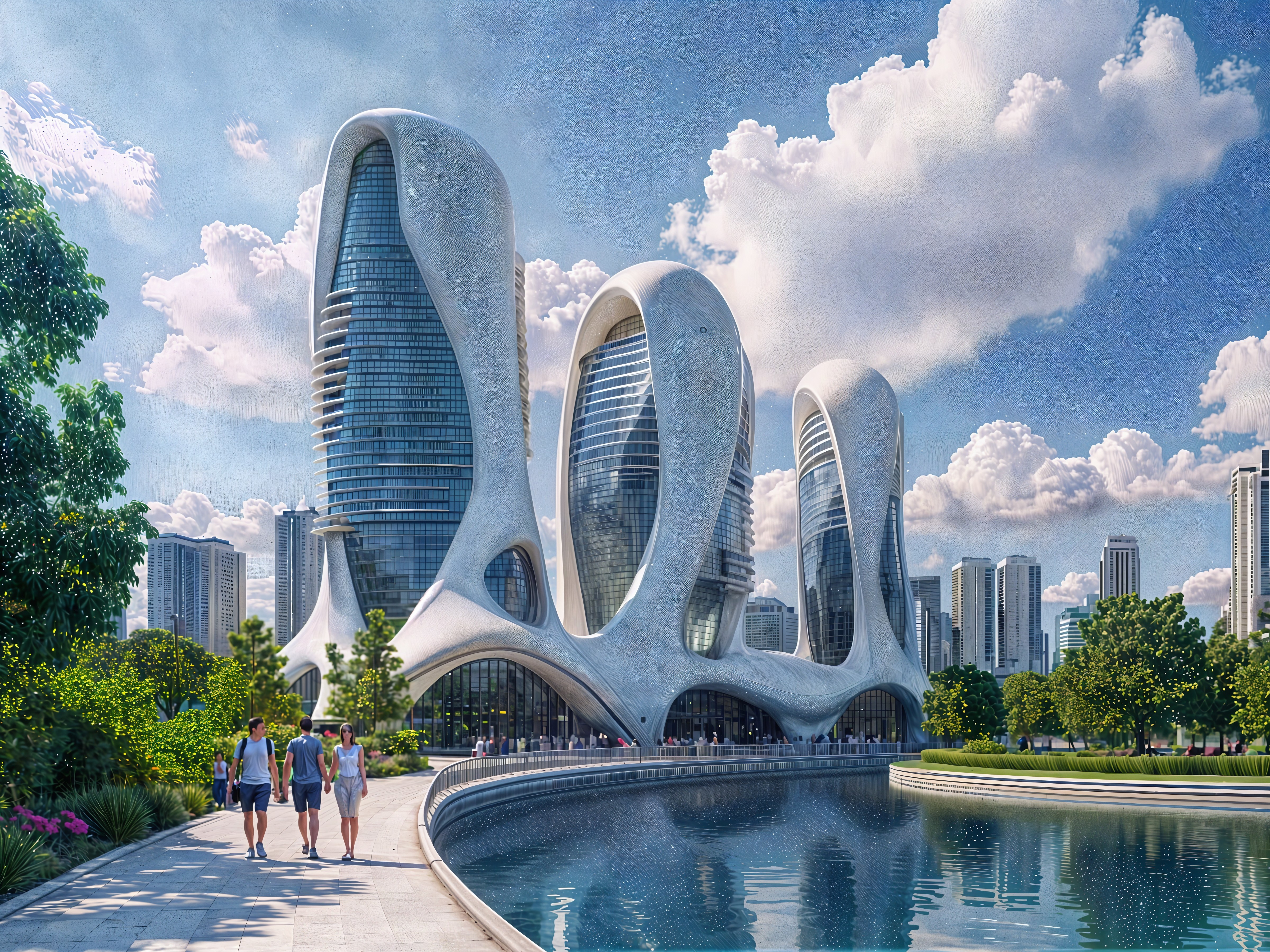 Futuristic Architectural Landscape with Organic Structures