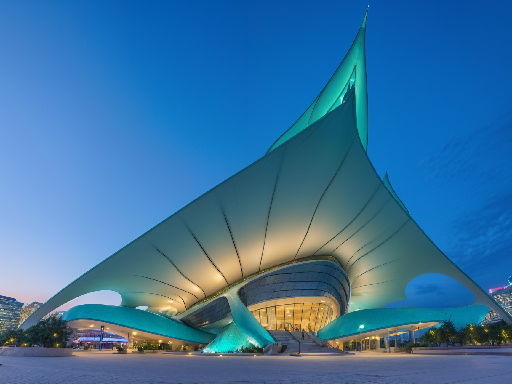 Modern Architectural Marvel with Turquoise Hues