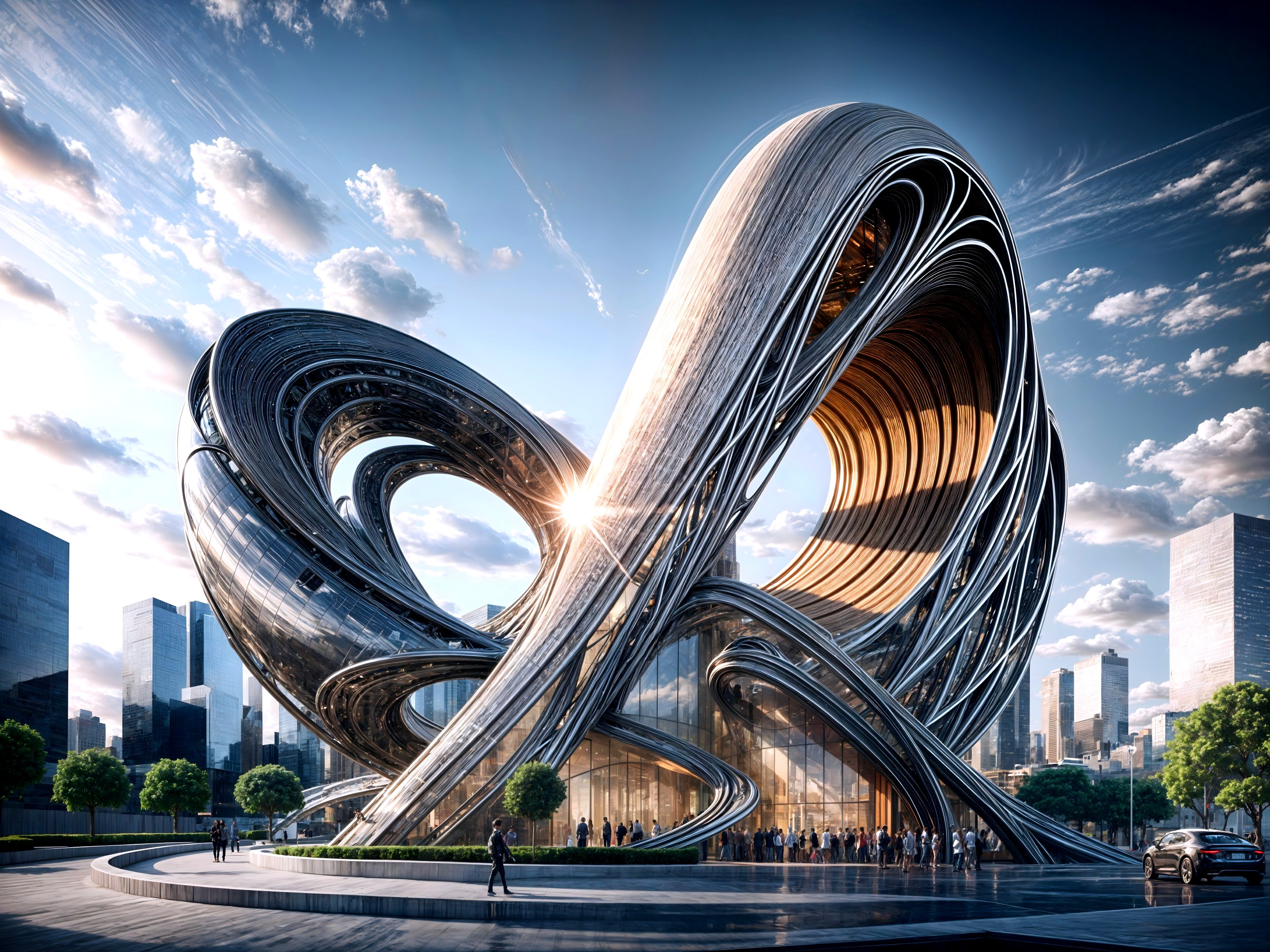 Intertwined Metal Loops in Modern Architectural Design