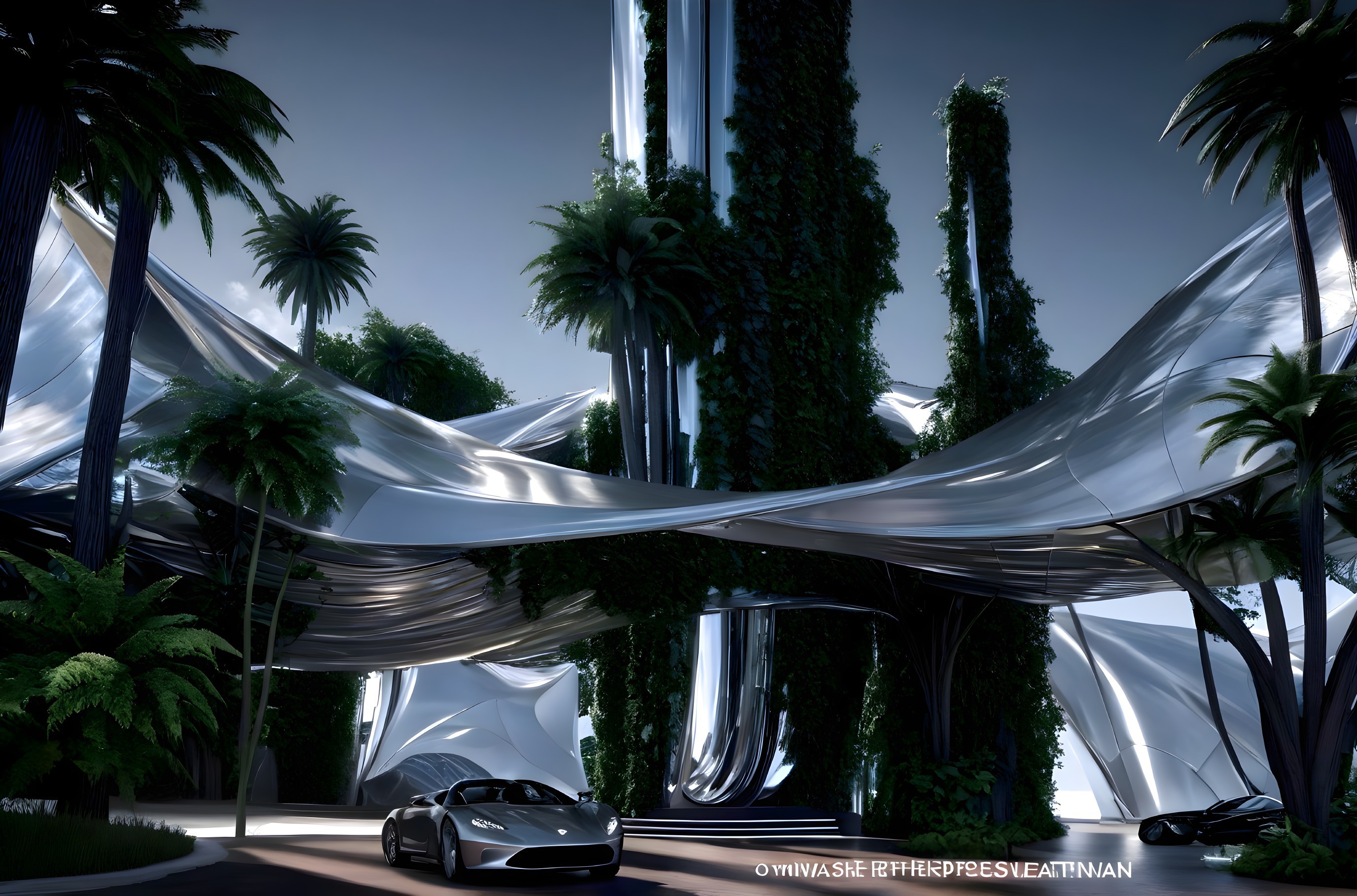Futuristic Architecture with Nature and Luxury Elements
