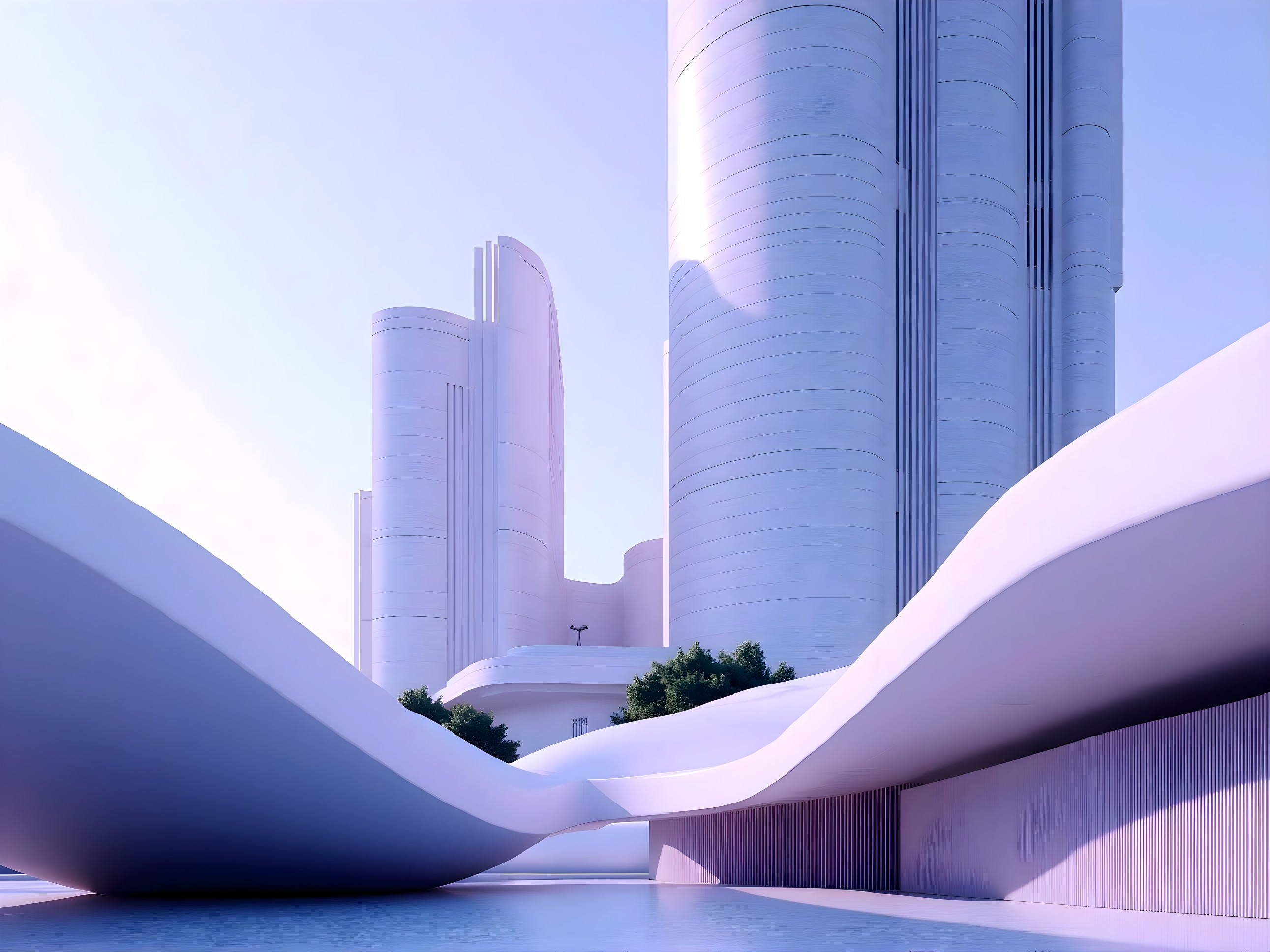 Futuristic Architecture with Sleek Curves and Nature