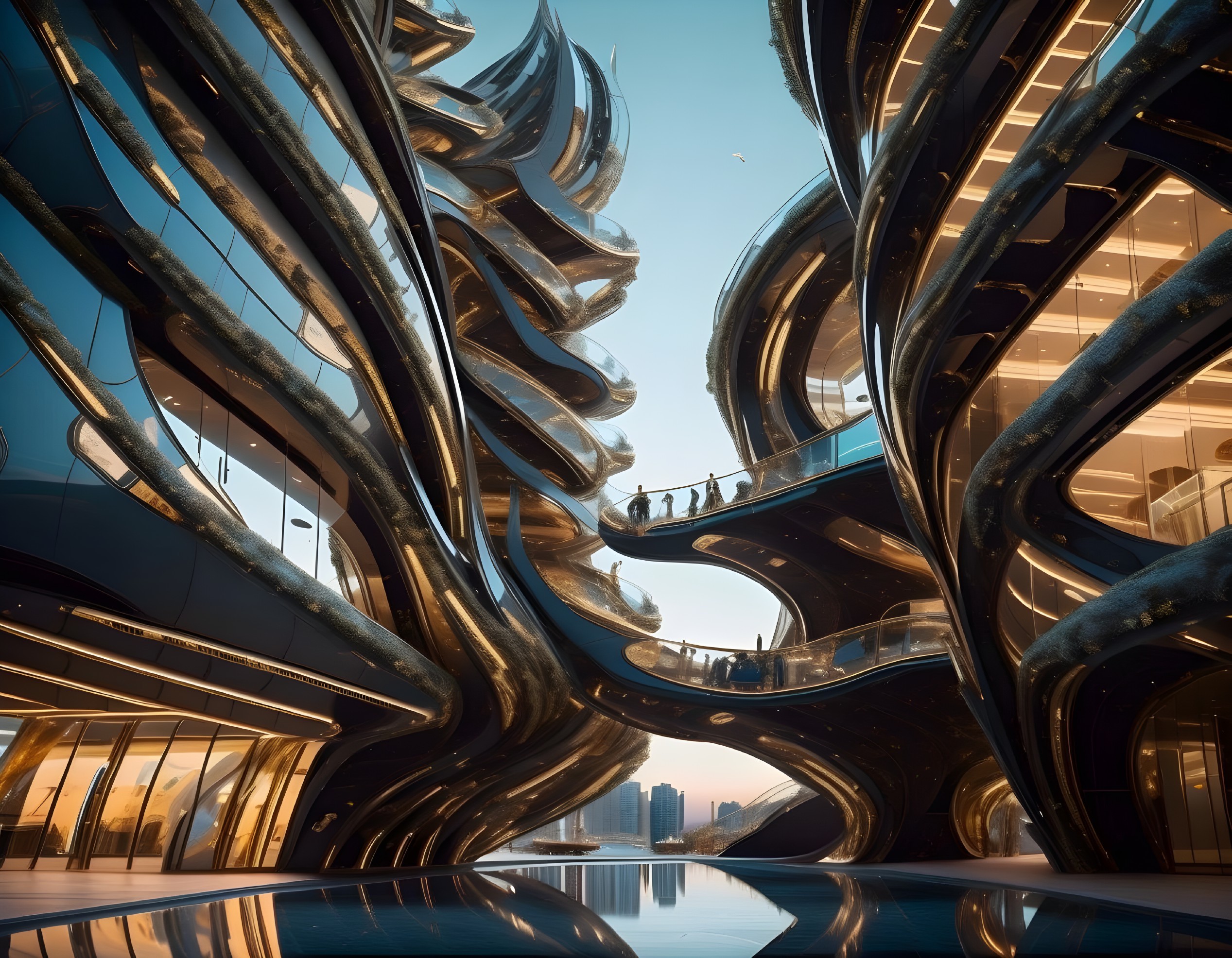 Futuristic Architectural Design with Organic Shapes