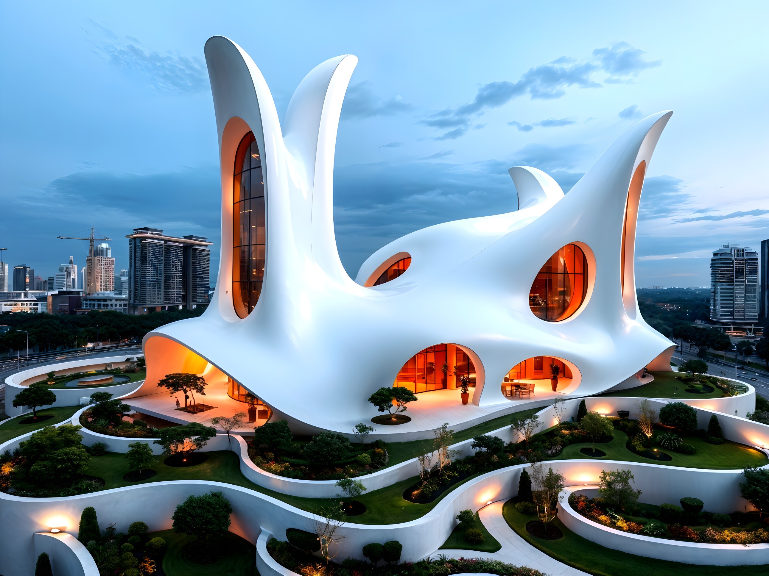 Modern Architectural Structure with Organic Shapes