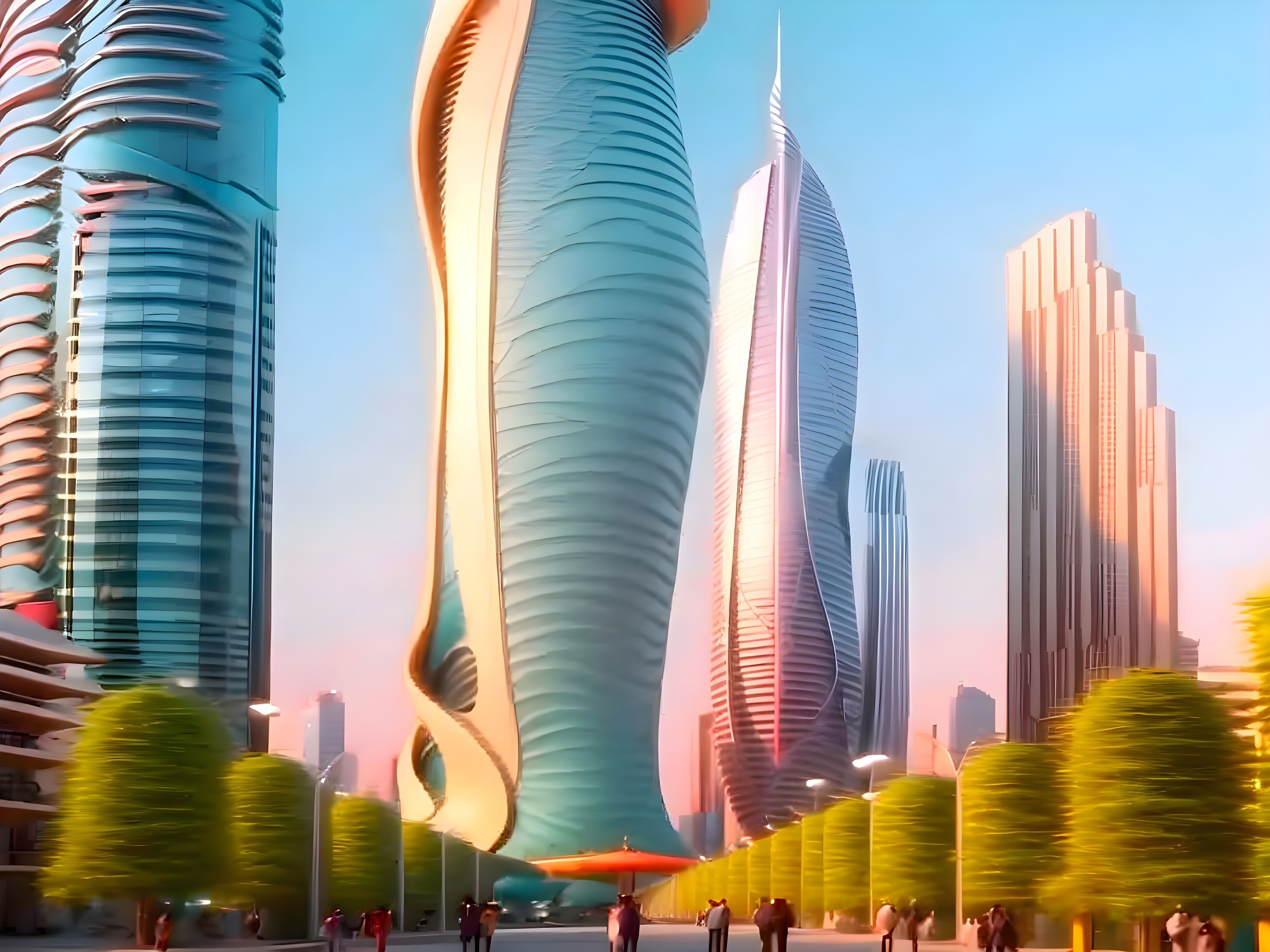 Futuristic Urban Landscape with Unique Skyscrapers