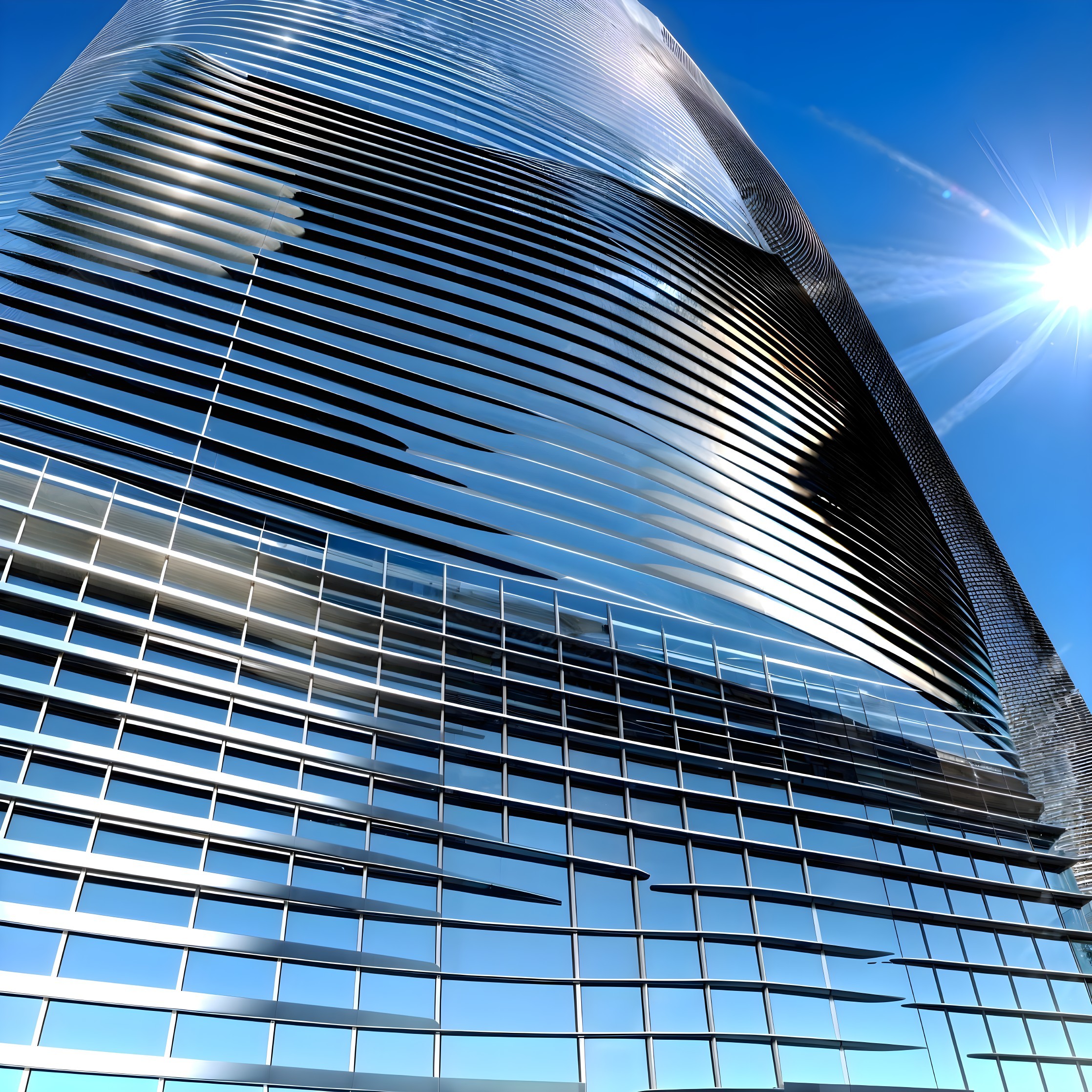 Modern Skyscraper with Unique Horizontal Façade