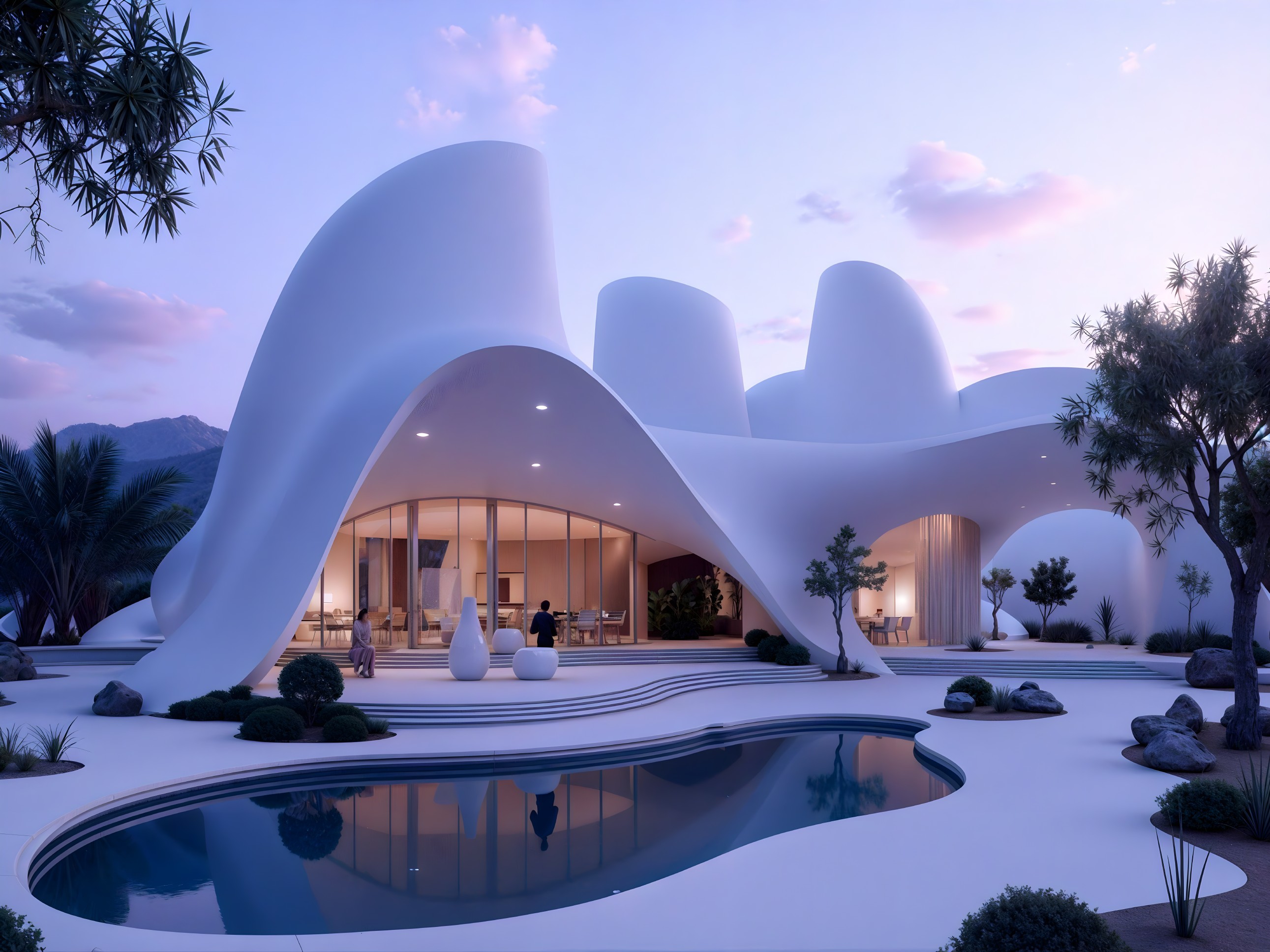 Futuristic White Sculptural House with Organic Shapes
