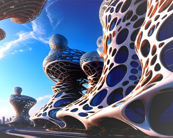 Futuristic Architecture with Organic Shapes and Patterns