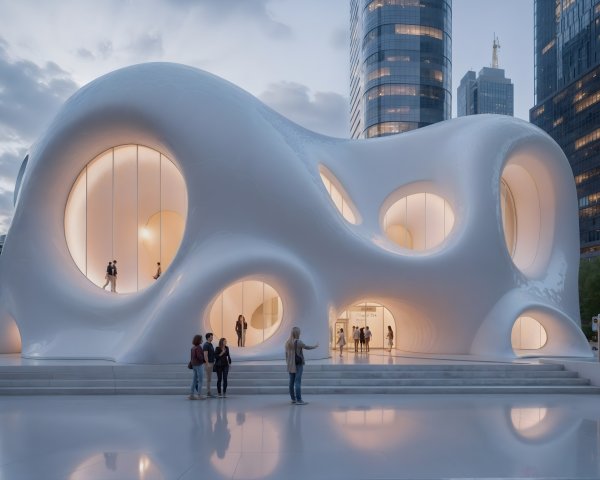 Modern Building with Organic Design and Irregular Windows