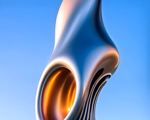 Futuristic sculpture with flowing lines and metallic hues