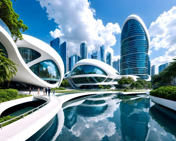 Futuristic Urban Landscape with Modern Architecture