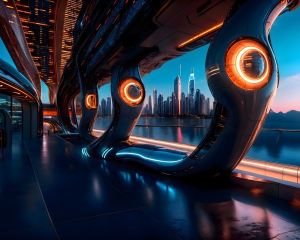 Futuristic Architectural Design with Twilight Skyline