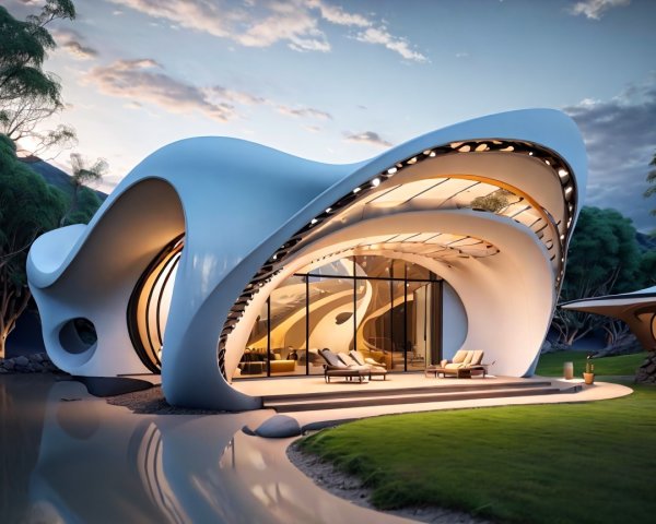 Modern Home with Organic Design and Expansive Glass Walls