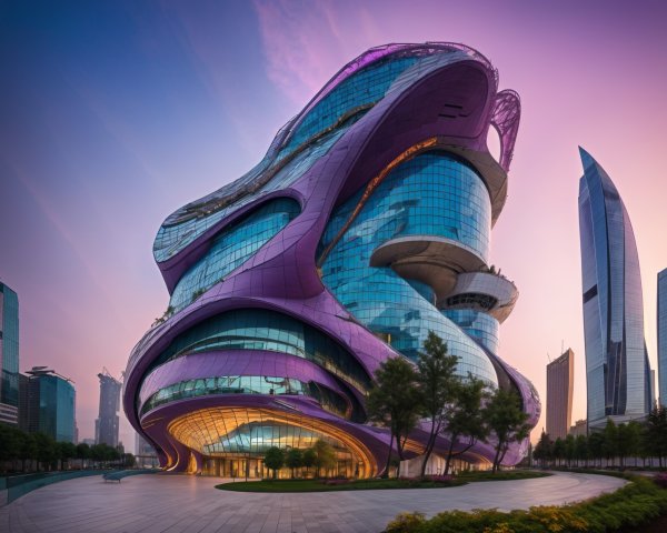 Modern Building with Organic Design and Vibrant Colors