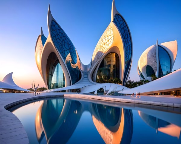 Architectural Structure with Organic Flower-Like Design