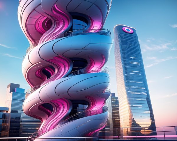 Futuristic Architectural Design with Spiraling Features