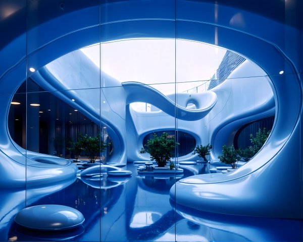 Futuristic Architectural Space with Organic Forms