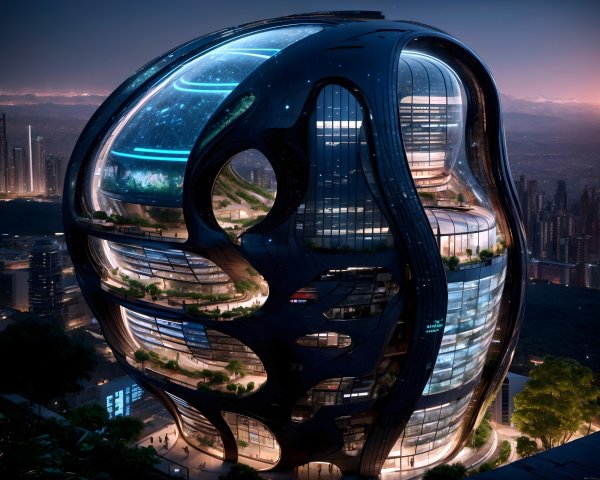 Futuristic Architectural Design with Organic Shapes
