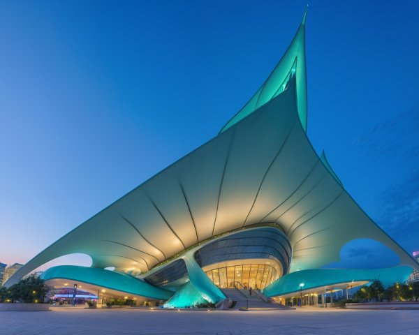 Modern Architectural Marvel with Turquoise Hues