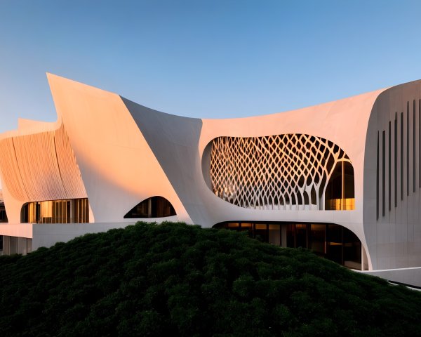 Modern Architectural Design with Organic Shapes and Lattice